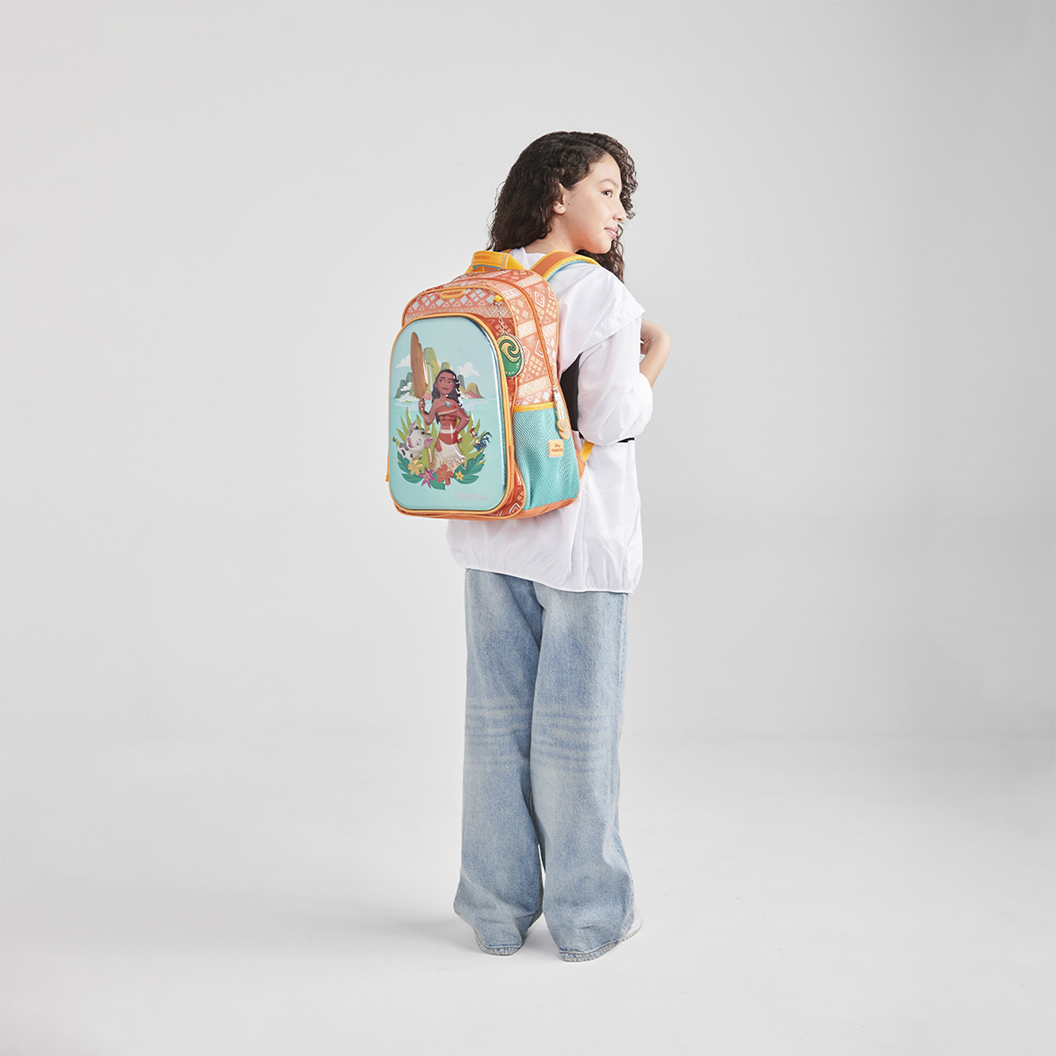 Mochila escolar para niña Princesas by Chenson Naranja con compartimentos - vista 2