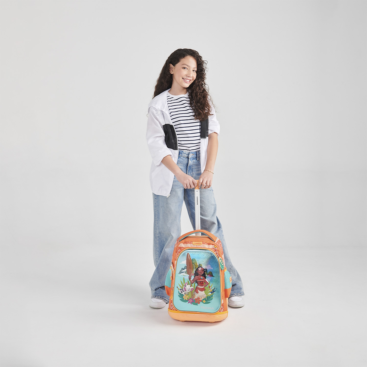 Mochila con Ruedas Princesas by Chenson Naranja para Niña - Diversión y Seguridad - vista 2