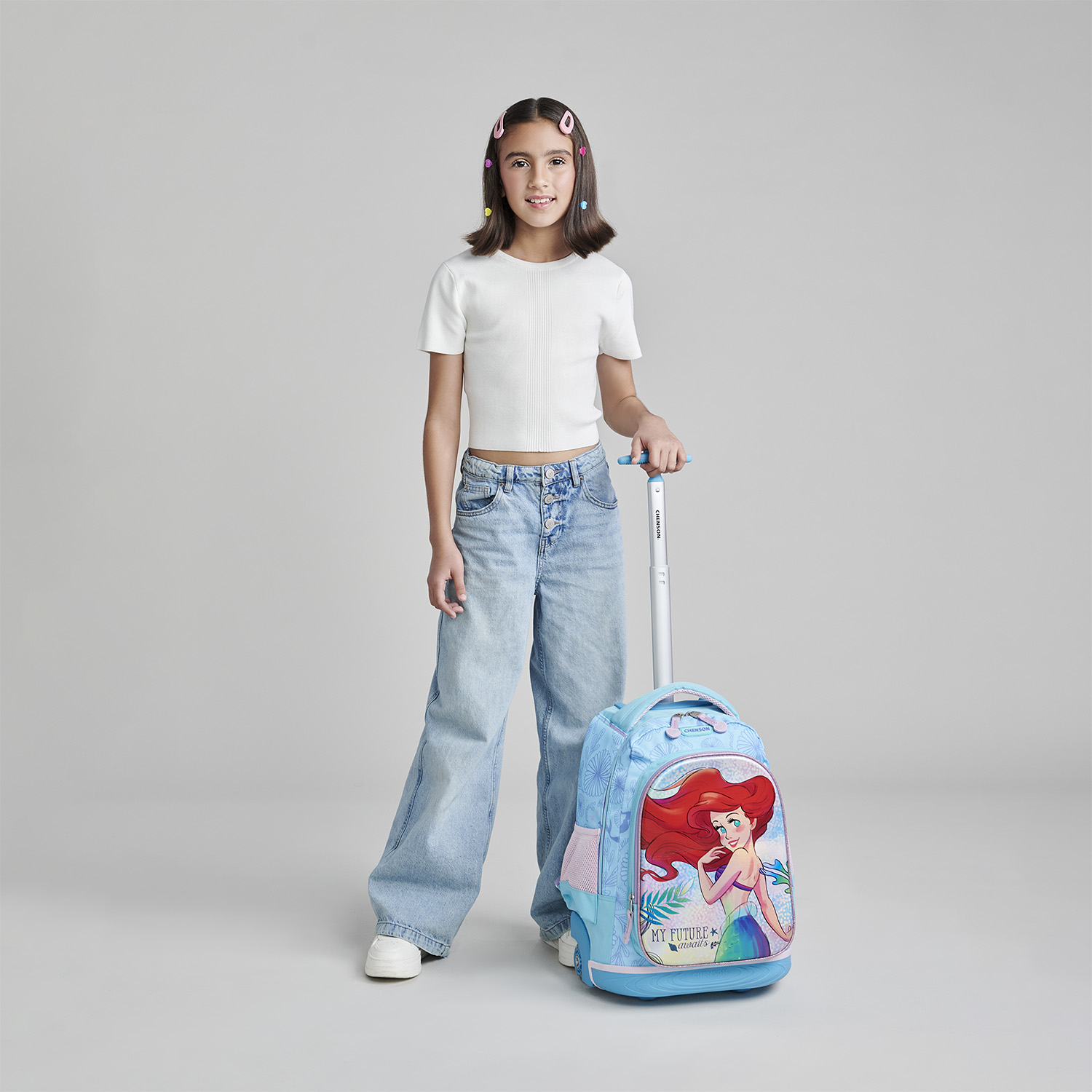 Mochila con Ruedas Princesas Azul - Escolar Infantil Chenson - vista 2