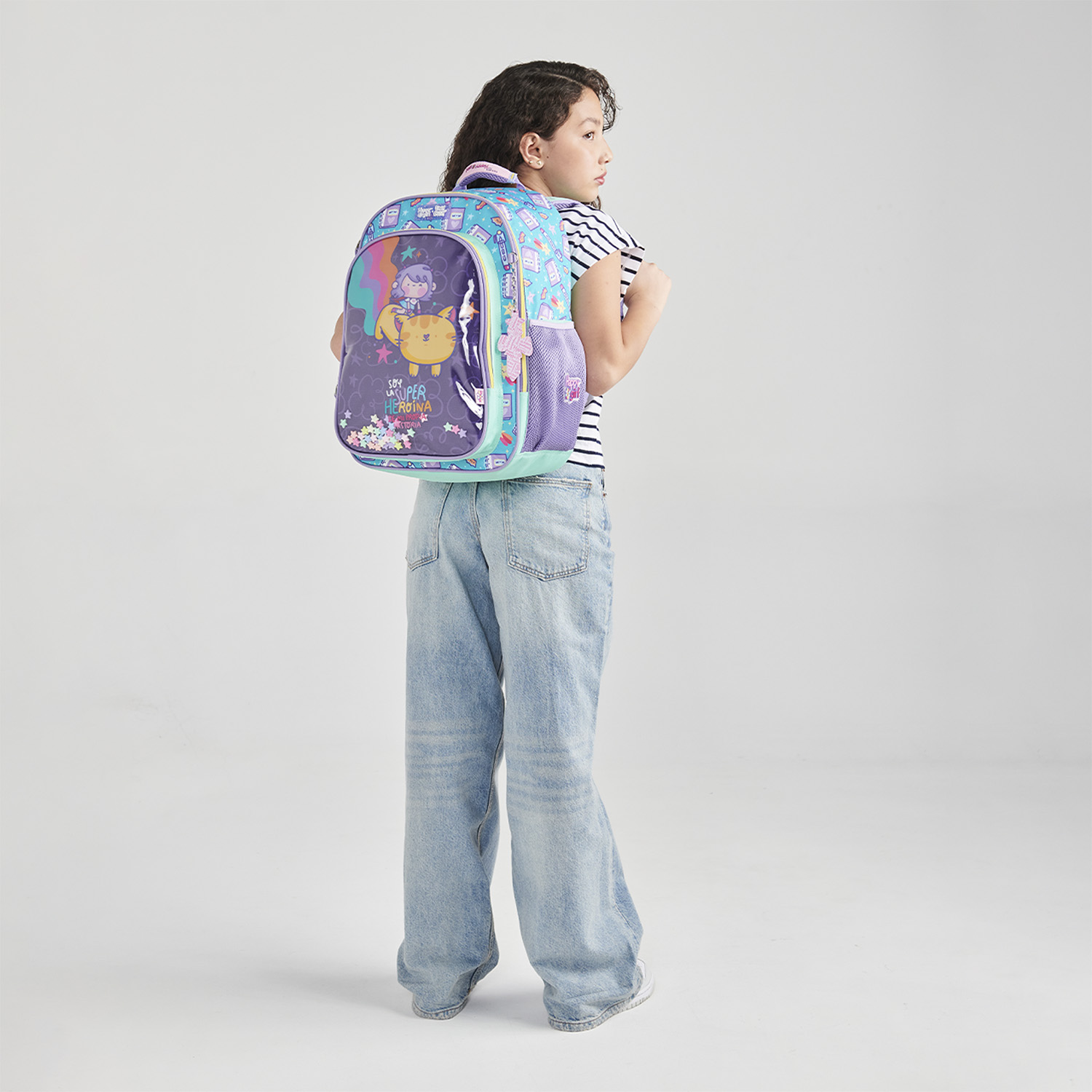 Mochila escolar para niña Vania Bachur Turquesa - Divertida y segura - vista 2