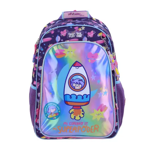 Mochila escolar para niña Vania Bachur Rosa con compartimentos seguros