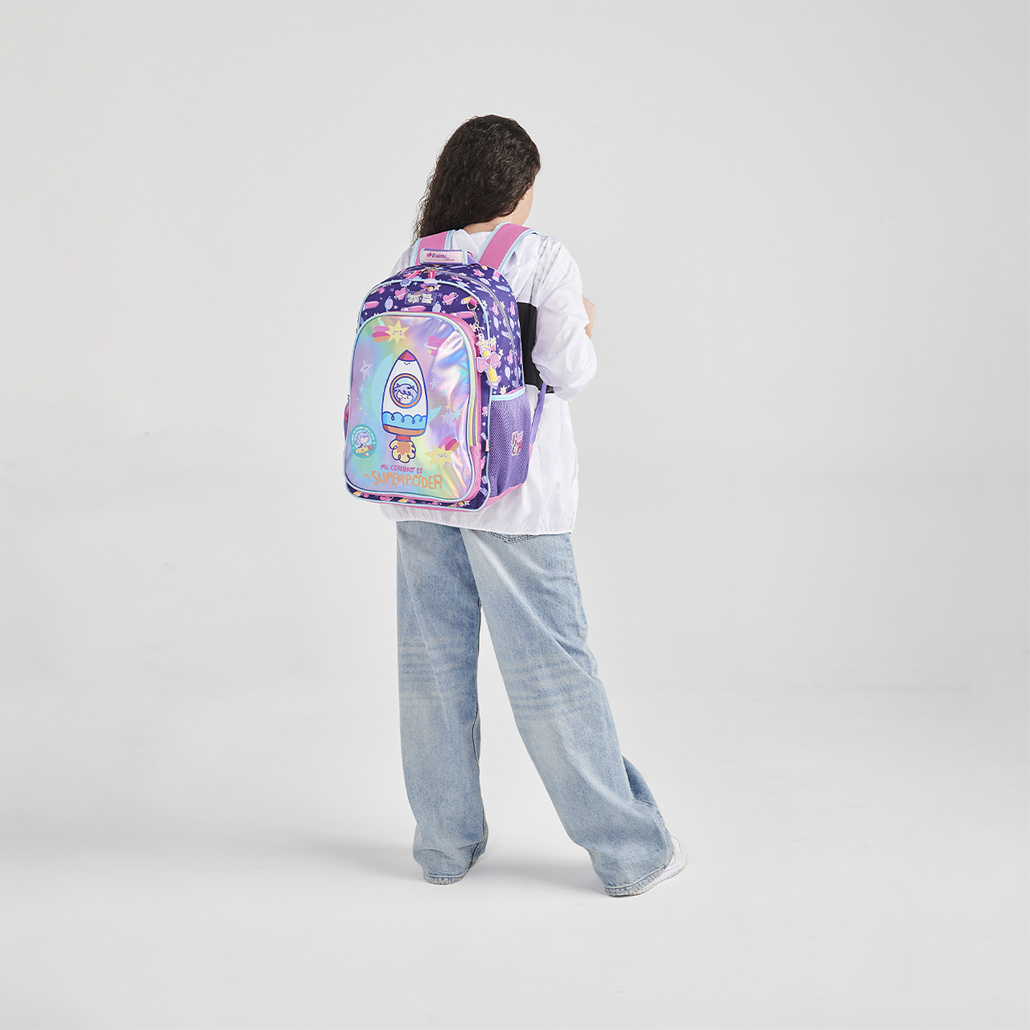 Mochila escolar para niña Vania Bachur Rosa con compartimentos seguros - vista 2