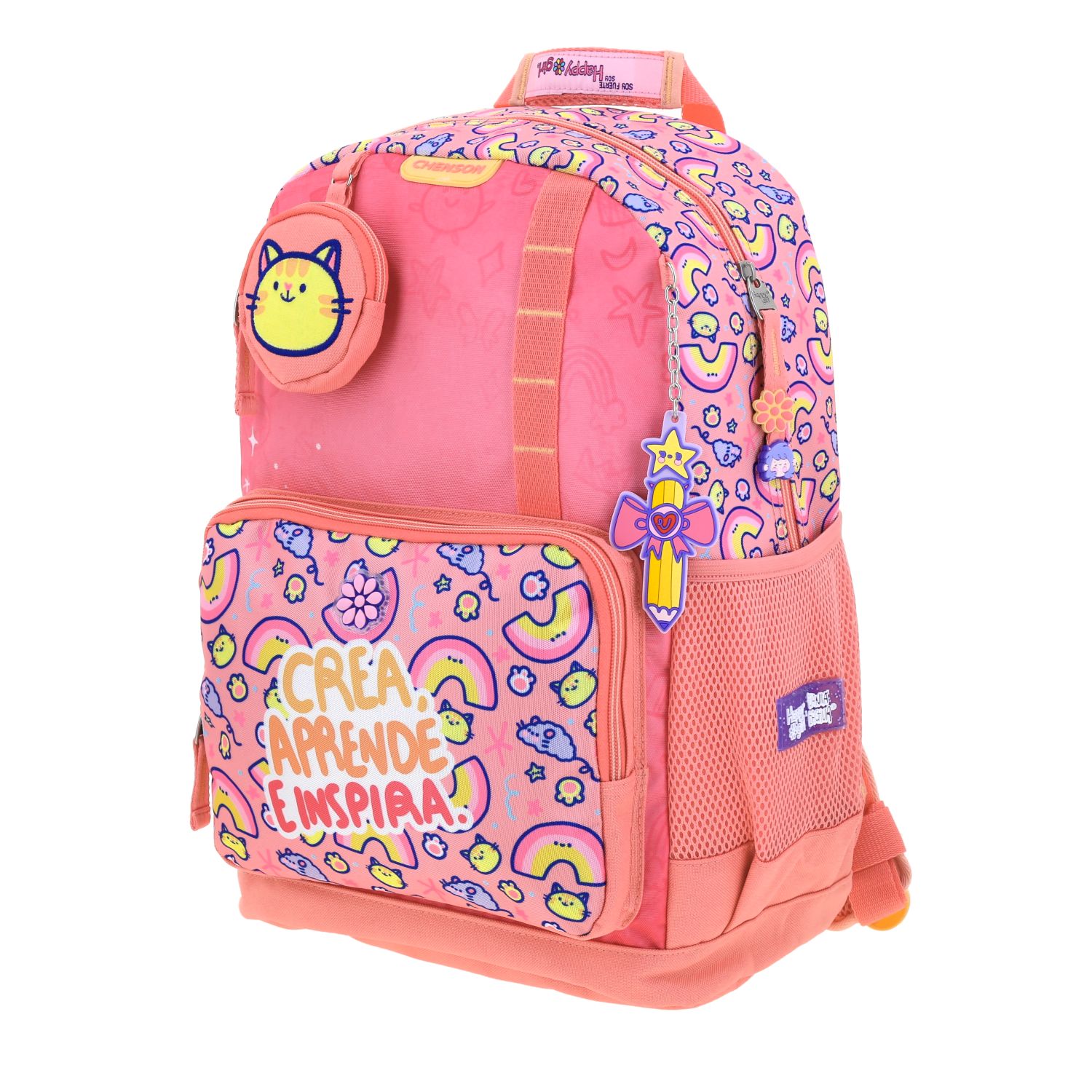 Kit Escolar Vania Bachur by Chenson (Mochila + Mochila) Naranja Infantil 2