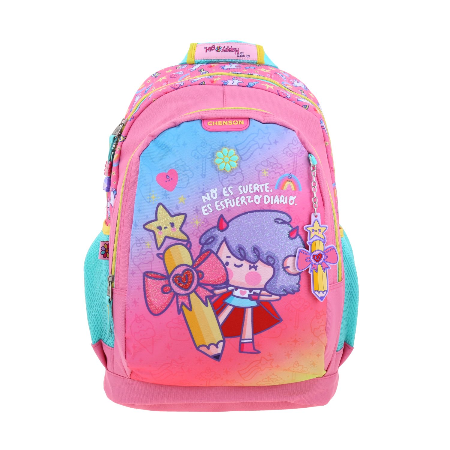 Kit Escolar Vania Bachur by Chenson (Mochila + Mochila + Mochila) Rosa Infantil 2