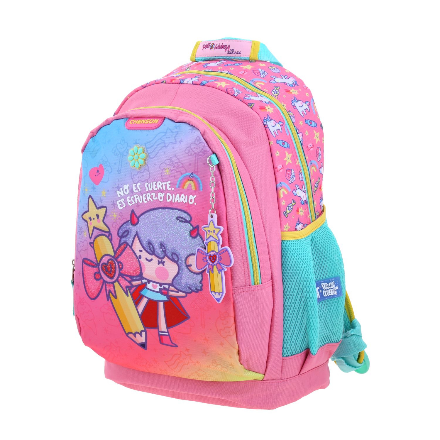 Kit Escolar Vania Bachur by Chenson (Mochila + Mochila + Mochila) Rosa Infantil 3
