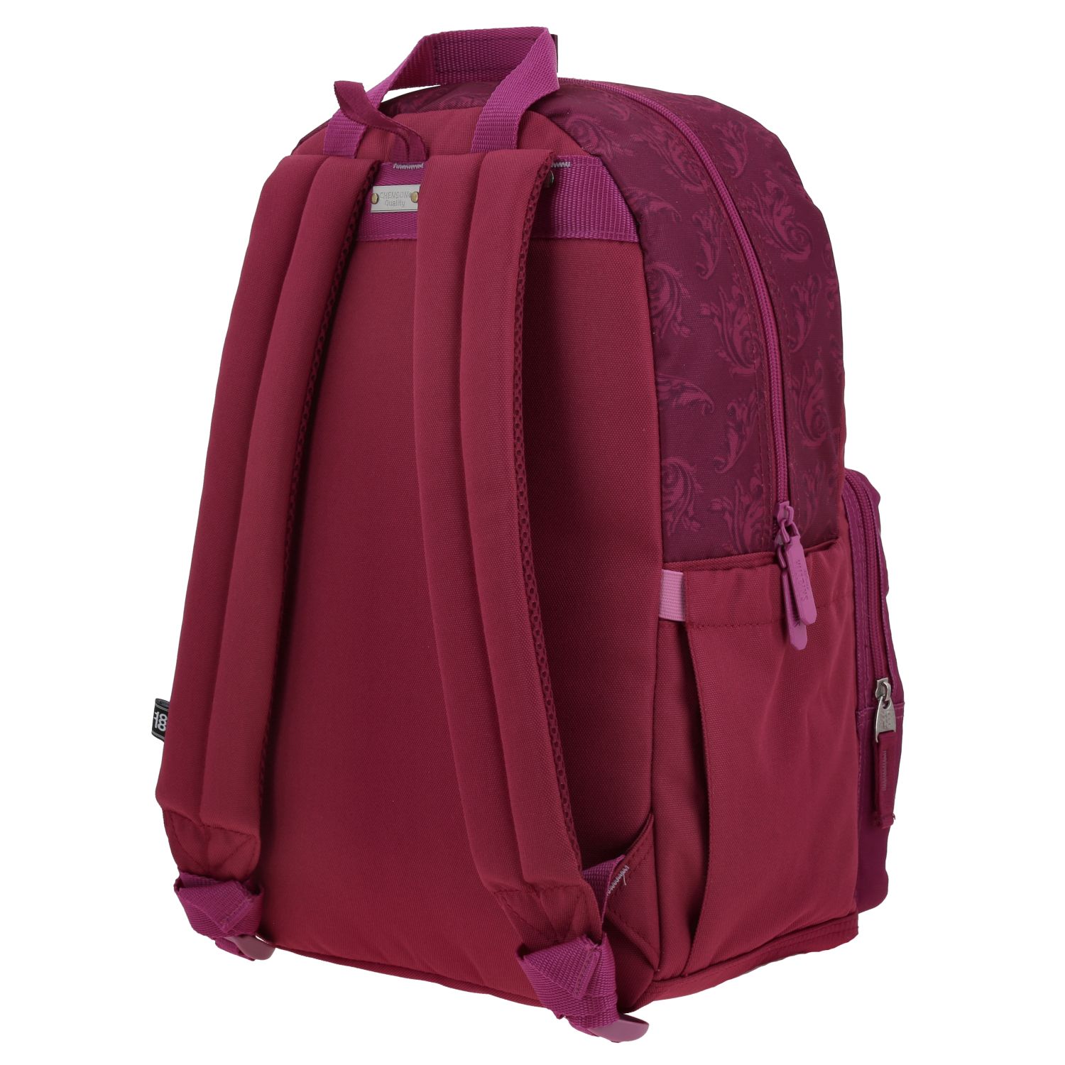 Mochila para mujer Villanas by Chenson magenta con triple bolsillo frontal 5