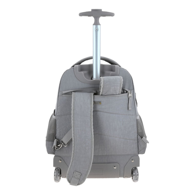 Mochila  Chenson Con Ruedas Color Gris Modelo Zilp 1870145-2 4