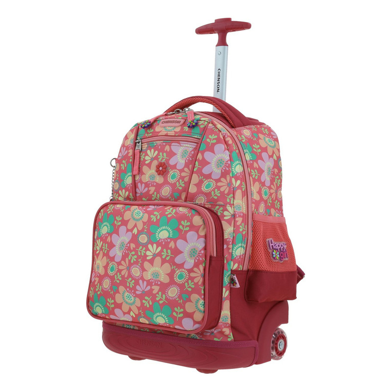 Mochila Chenson Con Ruedas Y Luces Led Para Niña Escolar Primaria Happy Girl Floris Hg66143-p Carro De Fabrica