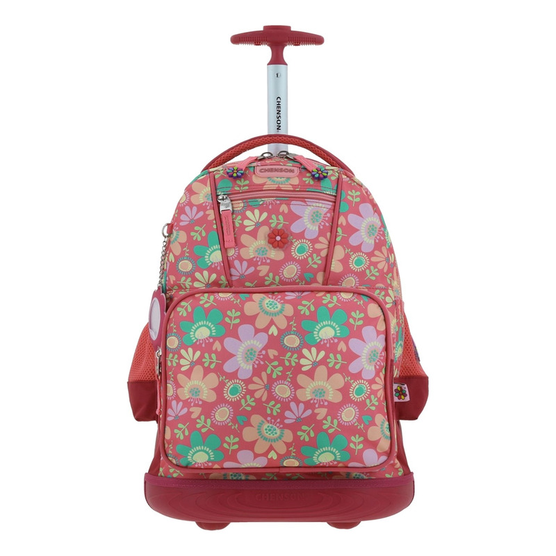 Mochila Chenson Con Ruedas Y Luces Led Para Niña Escolar Primaria Happy Girl Floris Hg66143-p Carro De Fabrica 2