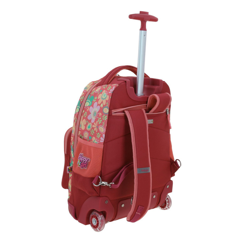 Mochila Chenson Con Ruedas Y Luces Led Para Niña Escolar Primaria Happy Girl Floris Hg66143-p Carro De Fabrica 4