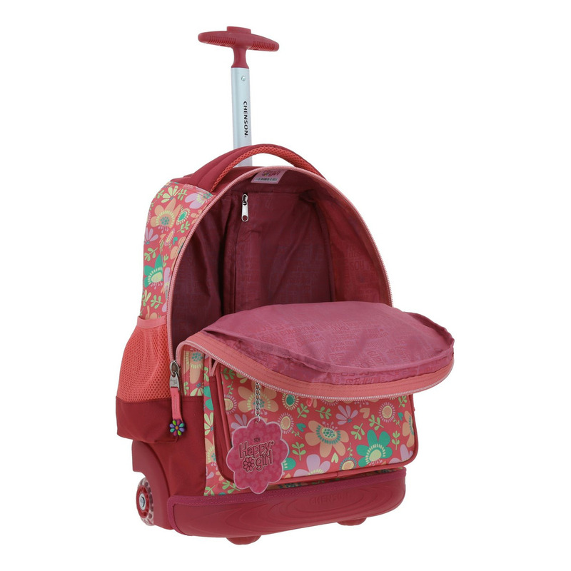 Mochila Chenson Con Ruedas Y Luces Led Para Niña Escolar Primaria Happy Girl Floris Hg66143-p Carro De Fabrica - vista 2