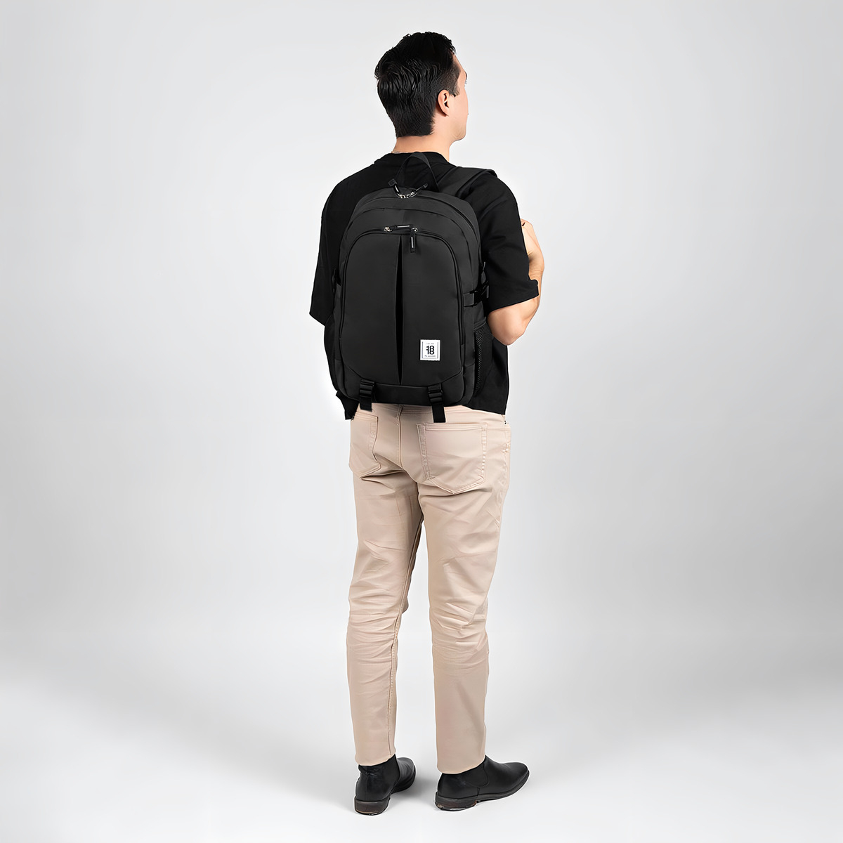 Mochila Chenson Grande 1818 Wynn Negro Broche Diseño De La Tela Liso - vista 2