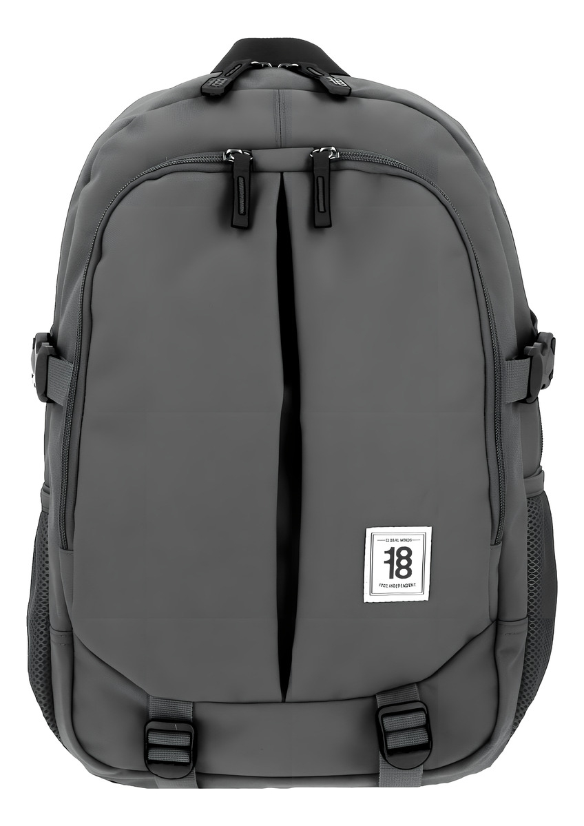 Mochila Chenson Grande Juvenil 1818 Wynn Broche 1865948 Color Gris Diseño De La Tela Liso