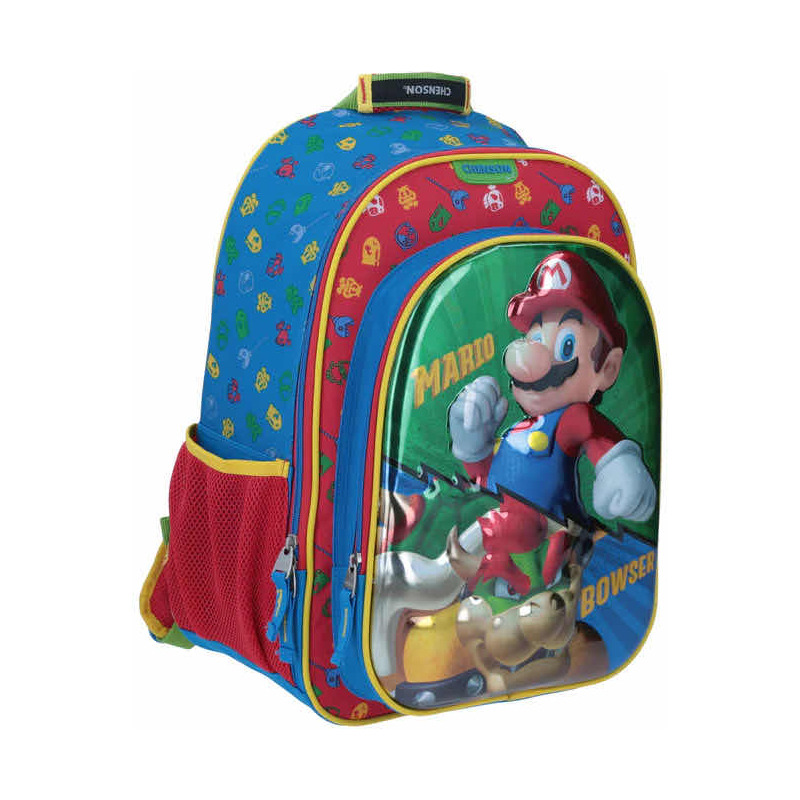 Mochila Chenson Mario Bros Mb64544-r Reforzada Dolay. Color Rojo Diseño De La Tela Rayado 4