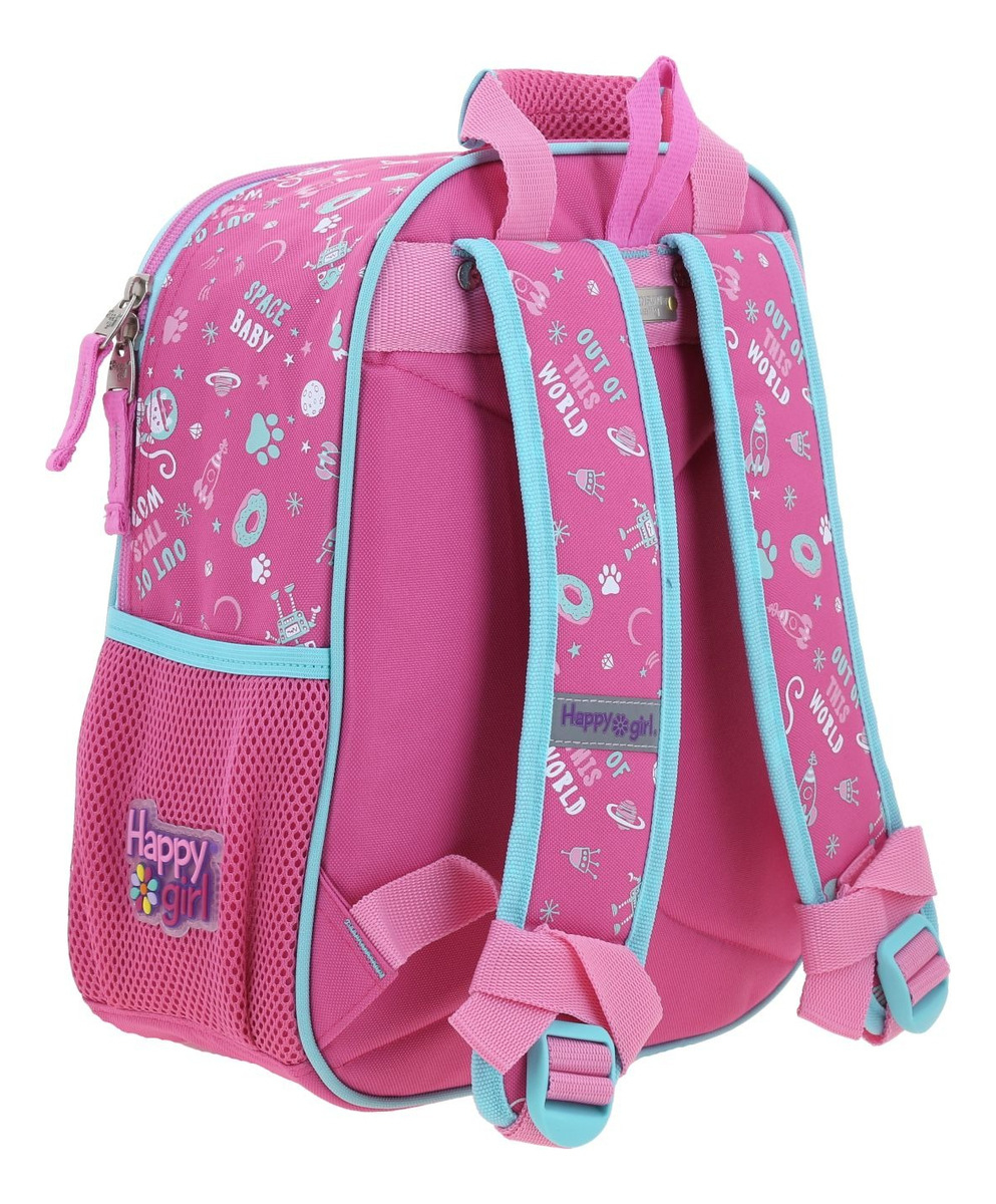 Mochila Chica Chenson Happy Girl Ajua Niña Kinder Con Slime Color Rosa Diseño De La Tela Liso - vista 2