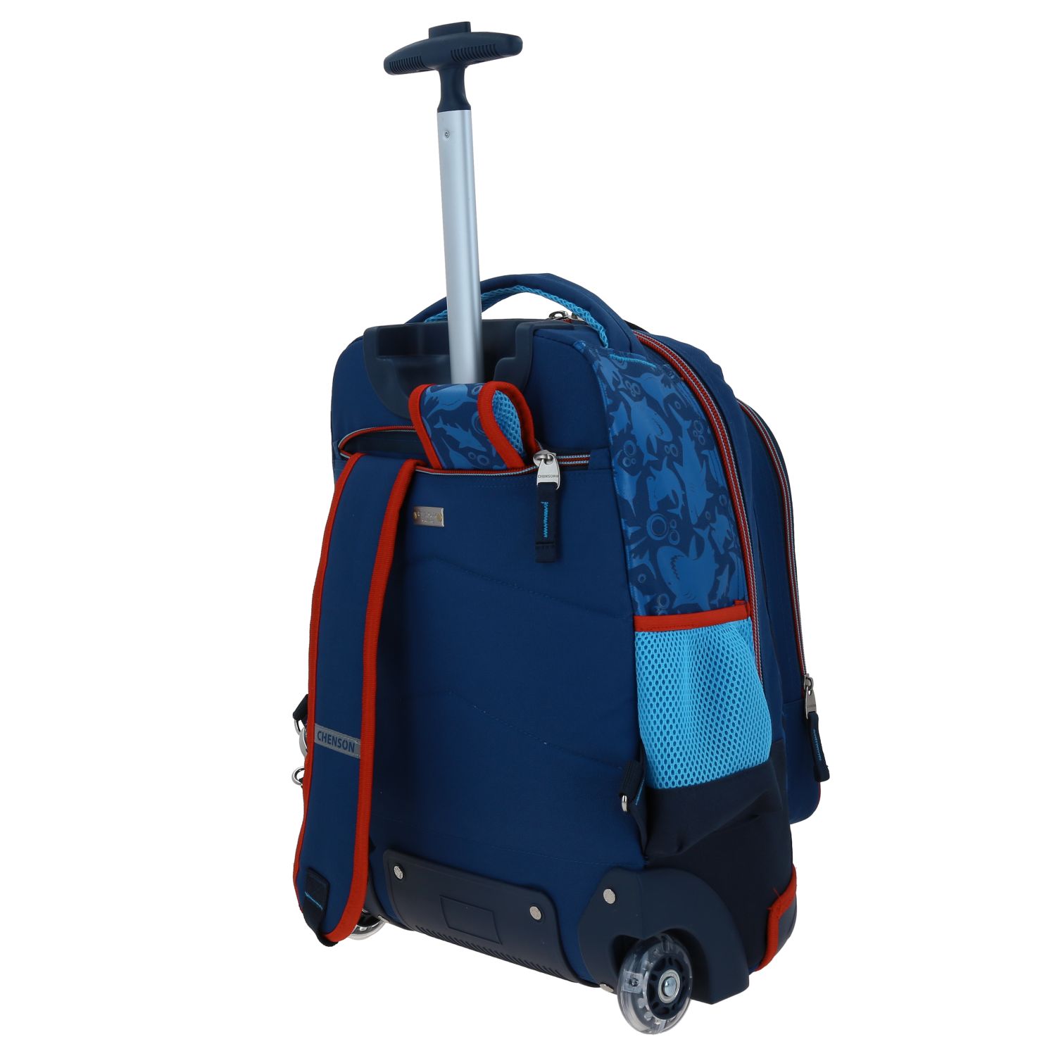 Mochila con Ruedas Chenson Original Azul con Llantitas y Luz LED 5