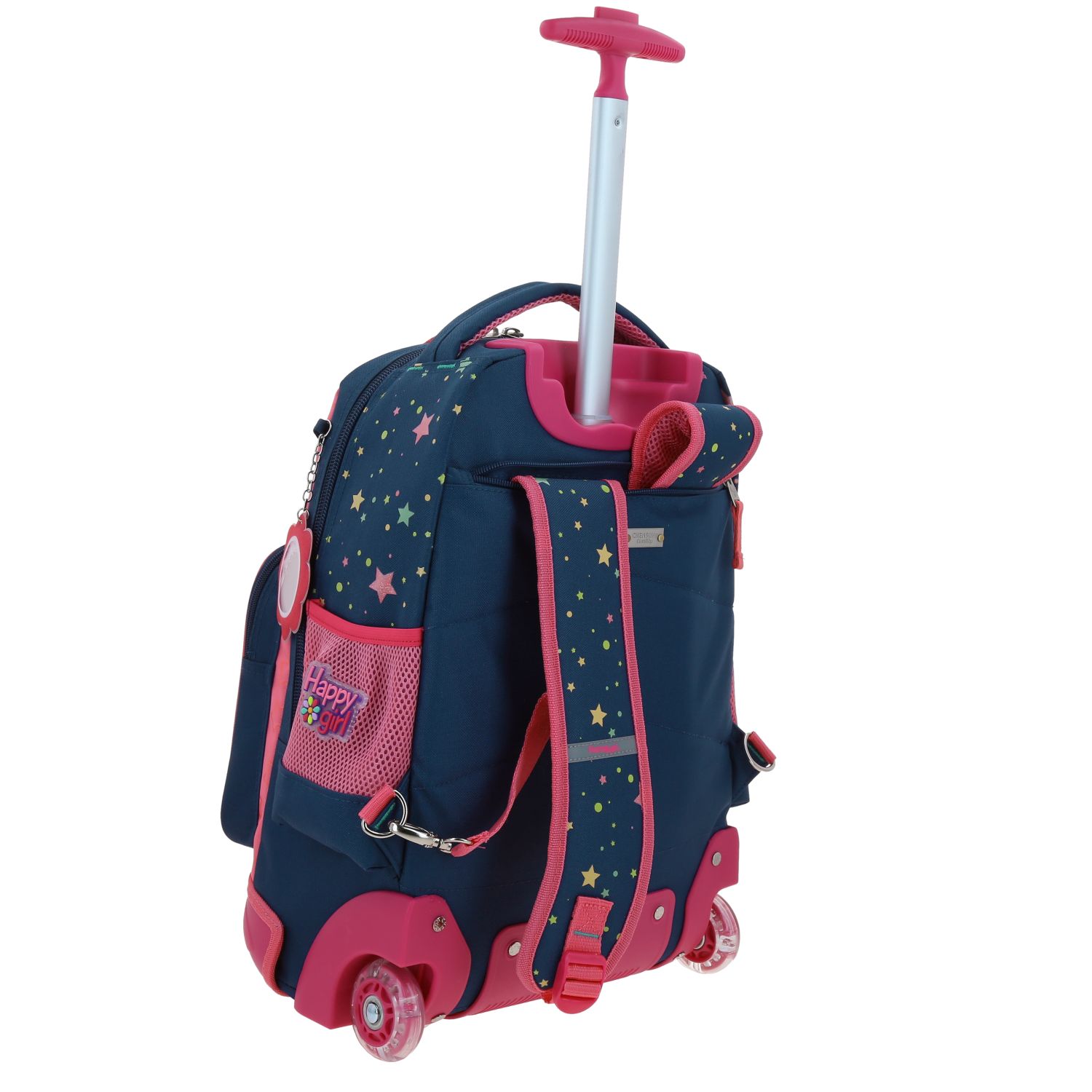 Mochila con Ruedas Happy Girl Azul para Niña – Ideal para Primaria 3