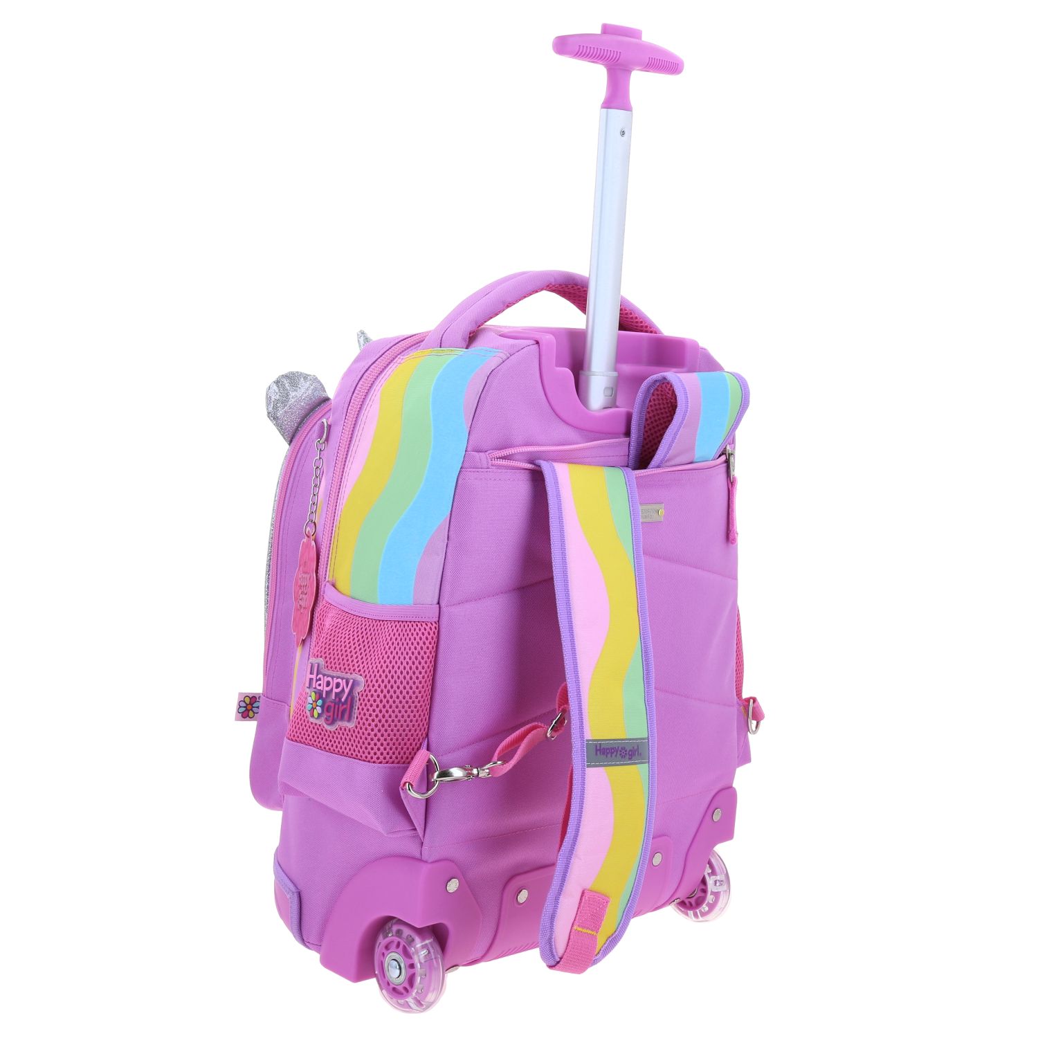 Mochila con Ruedas Happy Girl Multicolor para Niña – Ideal para Primaria 3