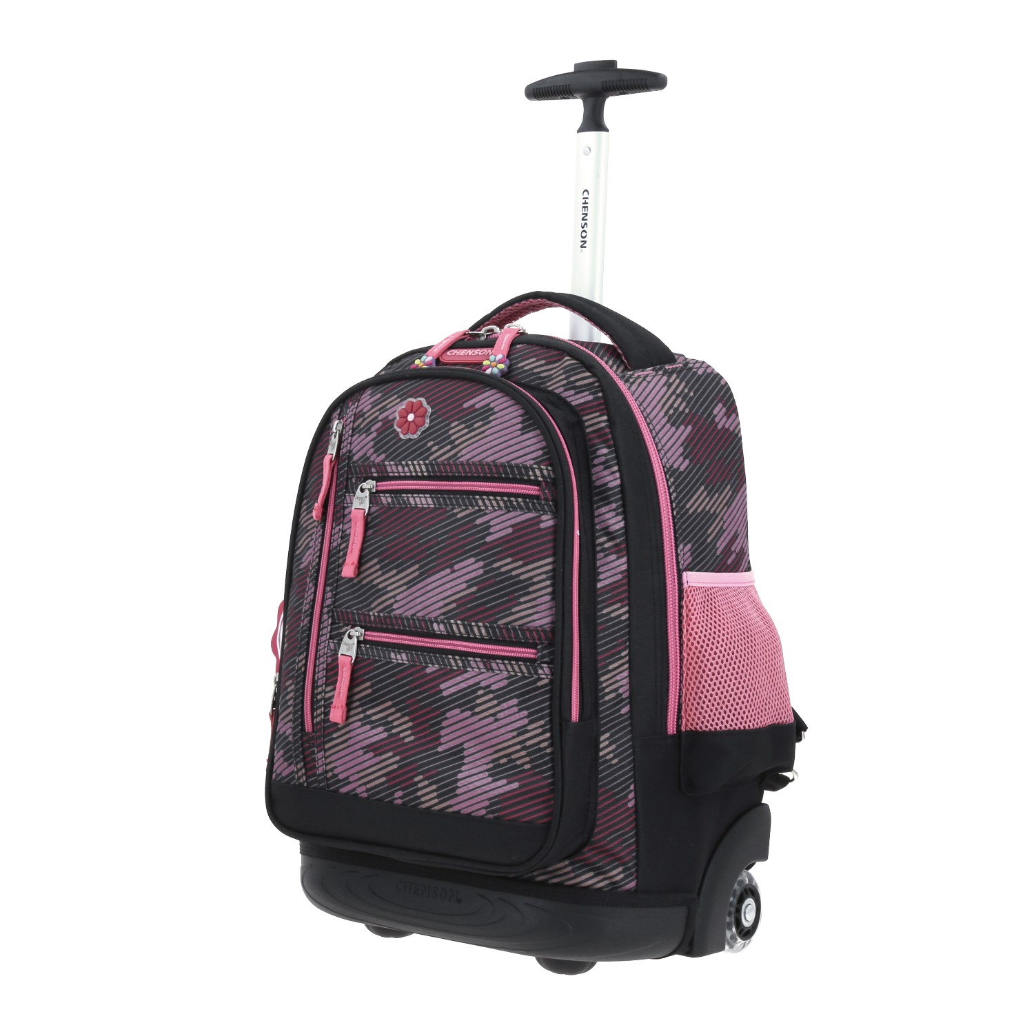Mochila con Ruedas Happy Girl Negro con Luz LED para Niña – Ideal para Primaria 2