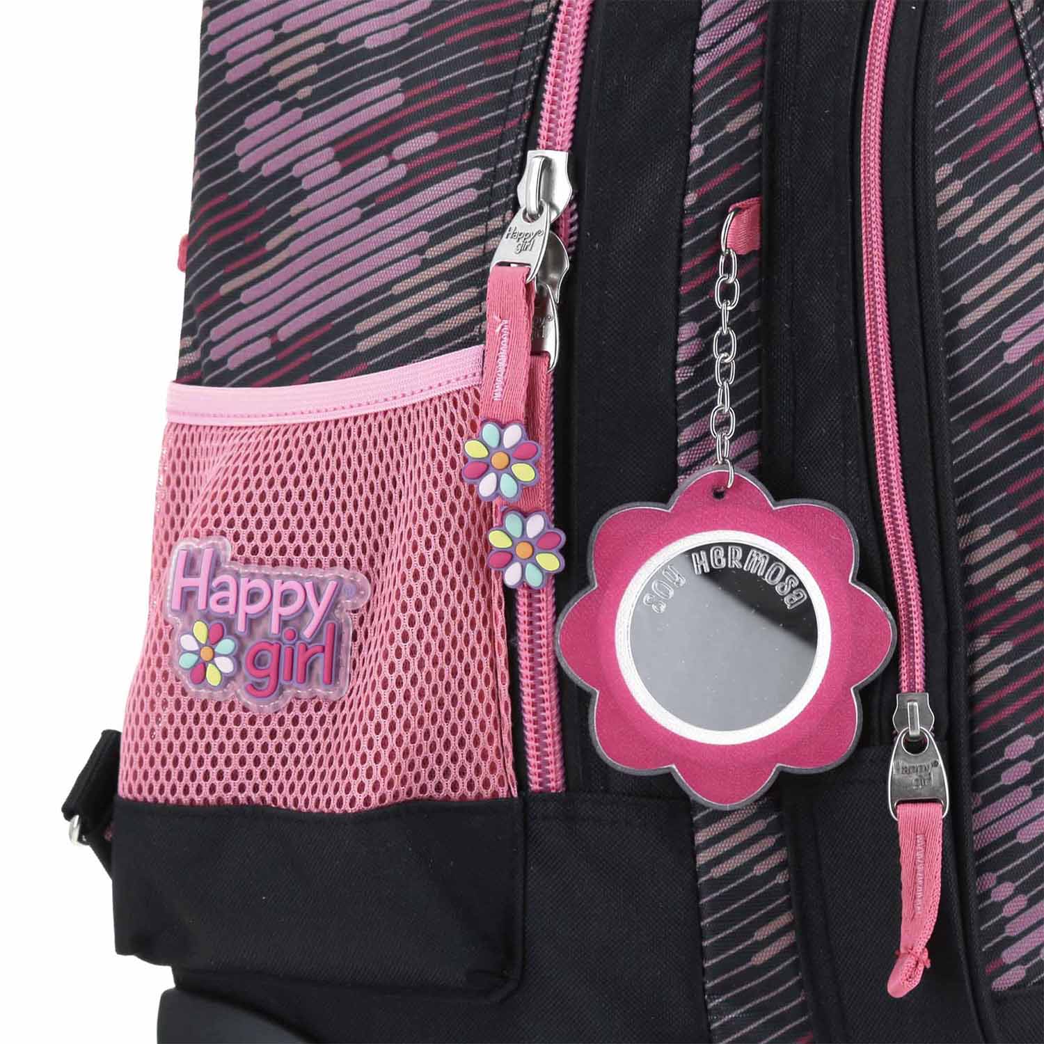Mochila con Ruedas Happy Girl Negro con Luz LED para Niña – Ideal para Primaria - vista 2