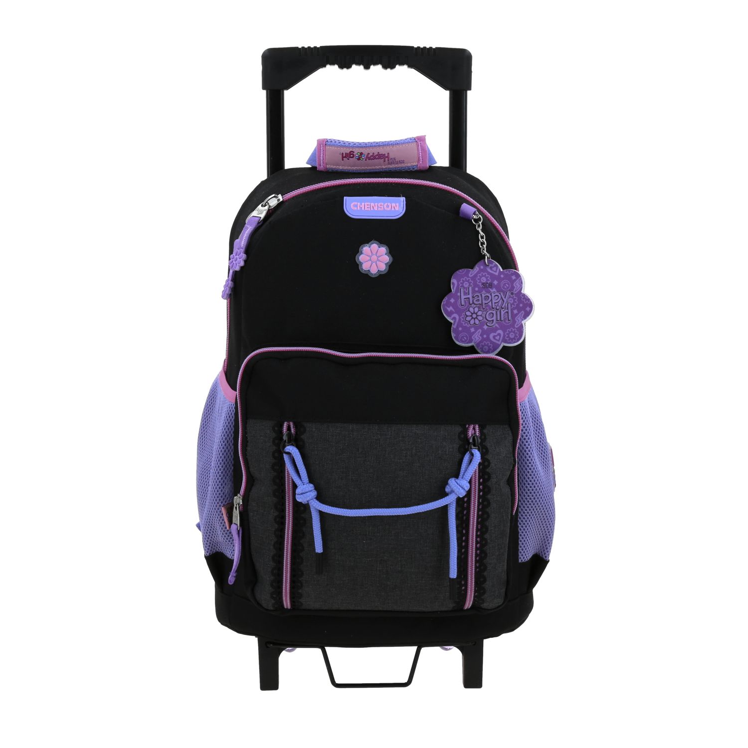 Mochila con Ruedas Happy Girl Negro Ideal para Niñas en Primaria