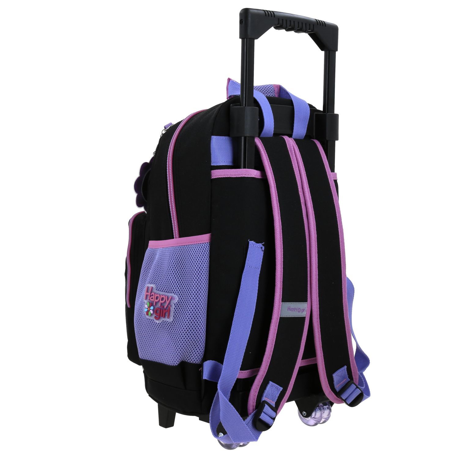 Mochila con Ruedas Happy Girl Negro Ideal para Niñas en Primaria 3