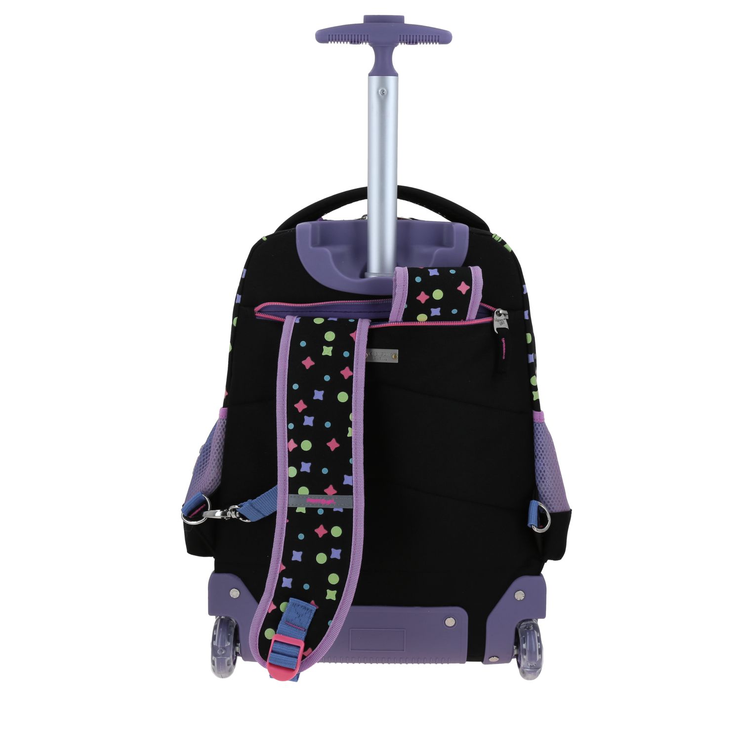 Mochila con Ruedas Happy Girl Negro para Niña – Doble bolsillo y luces LED 4