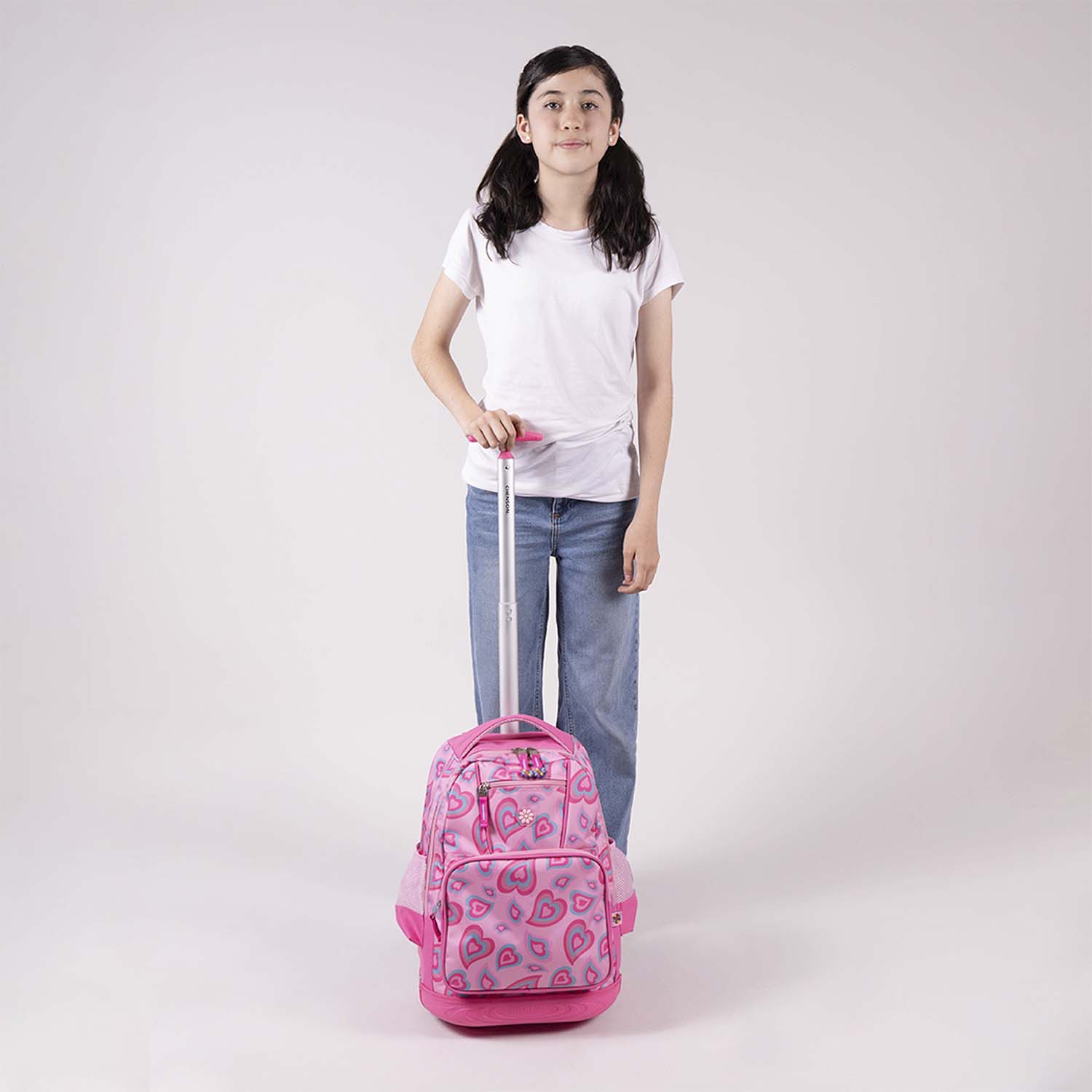 Mochila con Ruedas Happy Girl Rosa para Niña – Comodidad y Estilo Escolar - vista 2