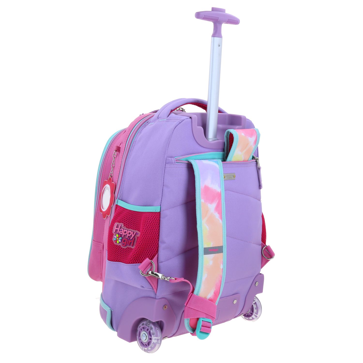 Mochila con Ruedas Happy Girl Rosa para Niña – Diseño Divertido y Funcional 3