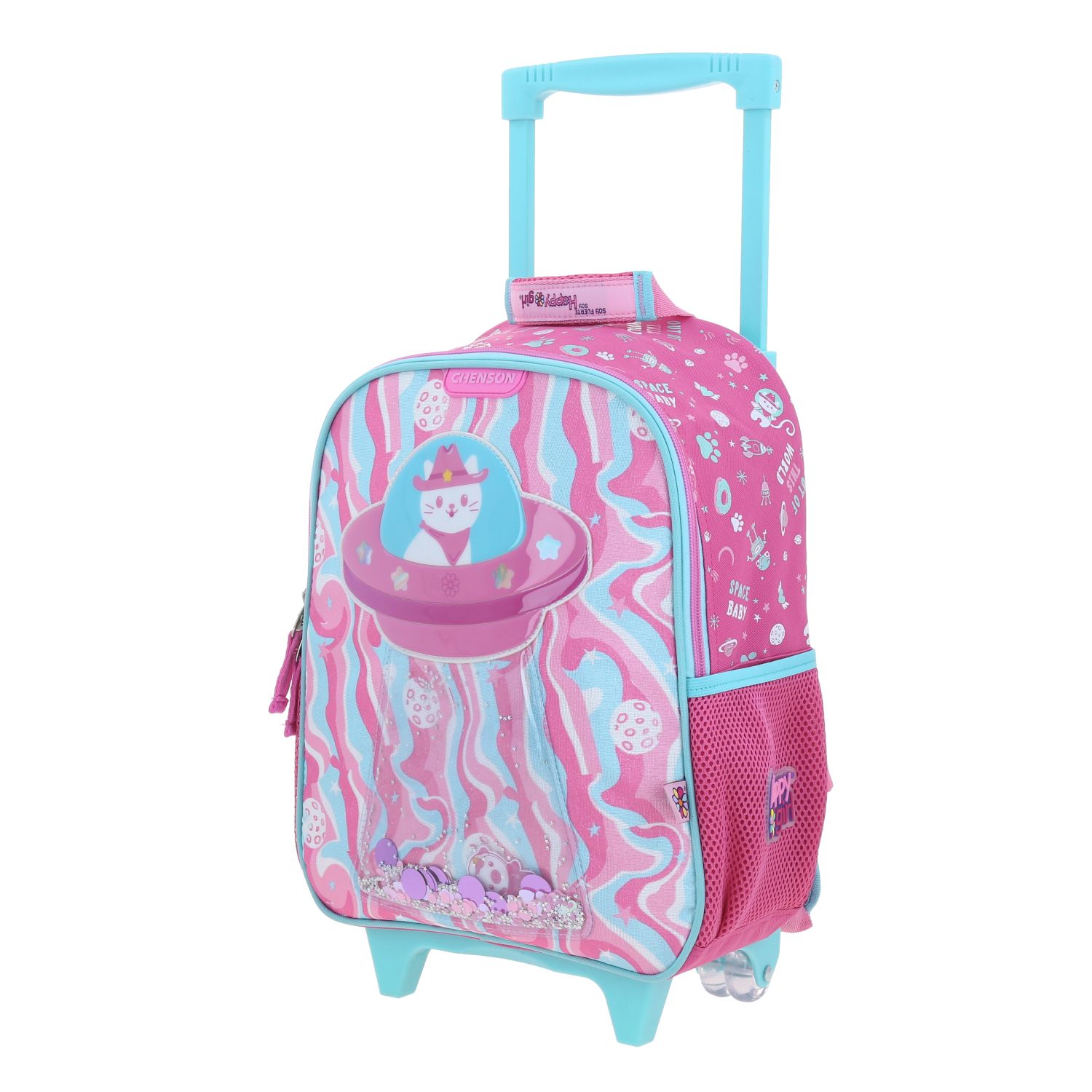 Mochila con Ruedas Happy Girl Rosa para Niña – Ideal para Kinder 2