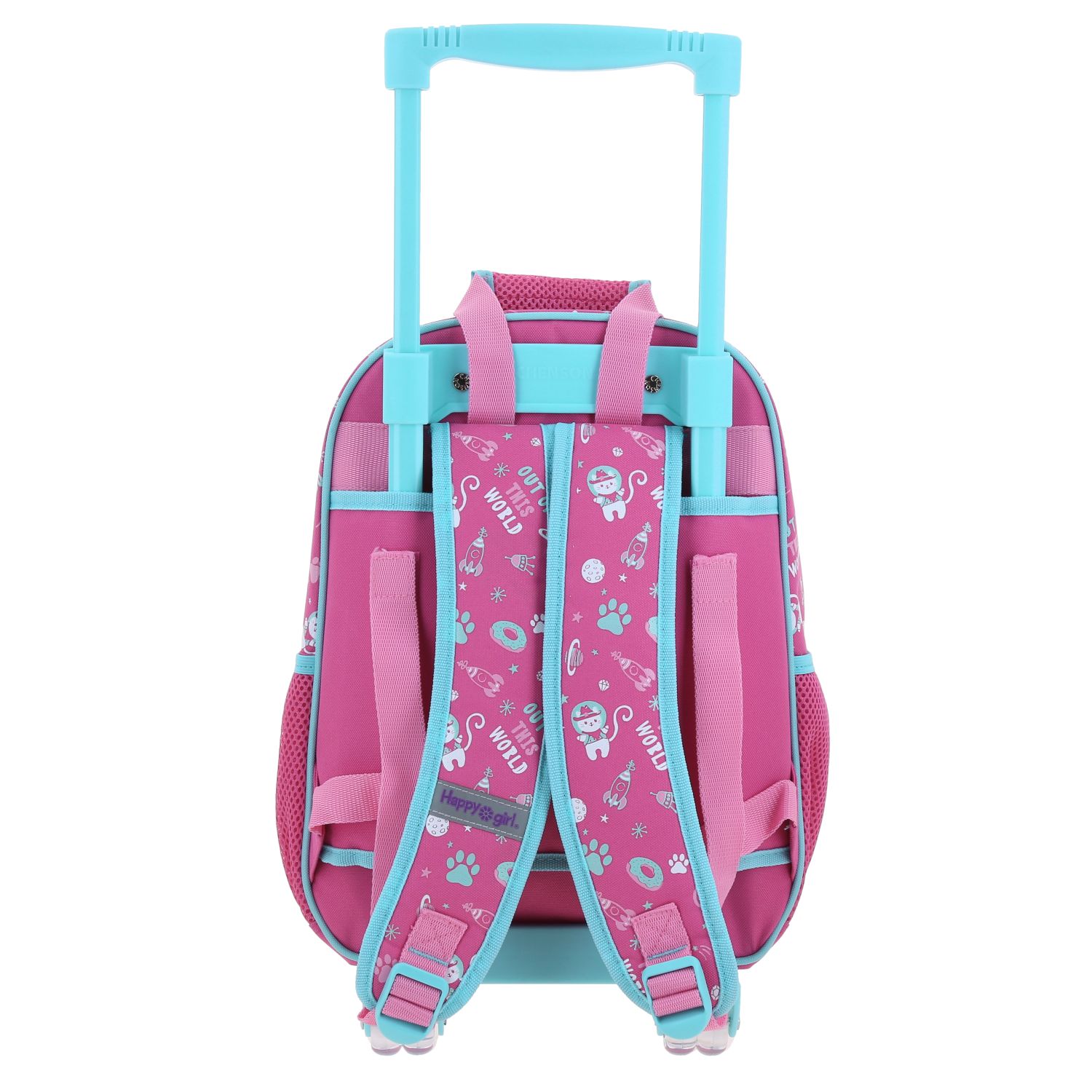 Mochila con Ruedas Happy Girl Rosa para Niña – Ideal para Kinder 4