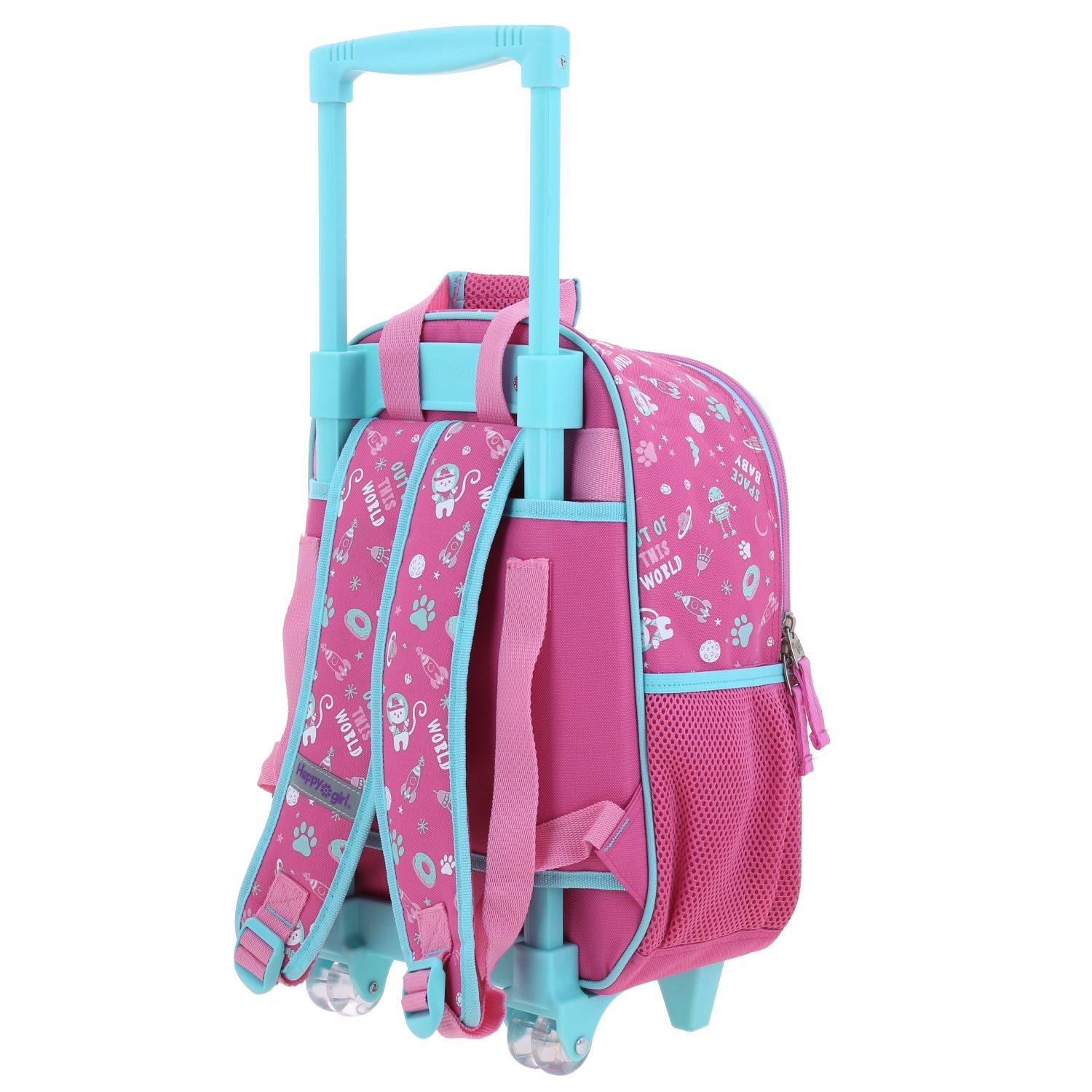 Mochila con Ruedas Happy Girl Rosa para Niña – Ideal para Kinder 5