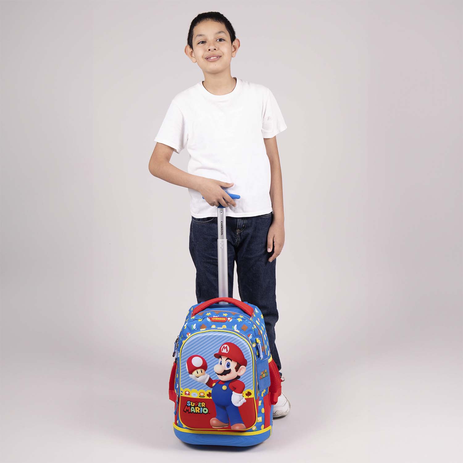 Mochila con Ruedas Mario Bros Azul para Niño – Ideal para Primaria - vista 2
