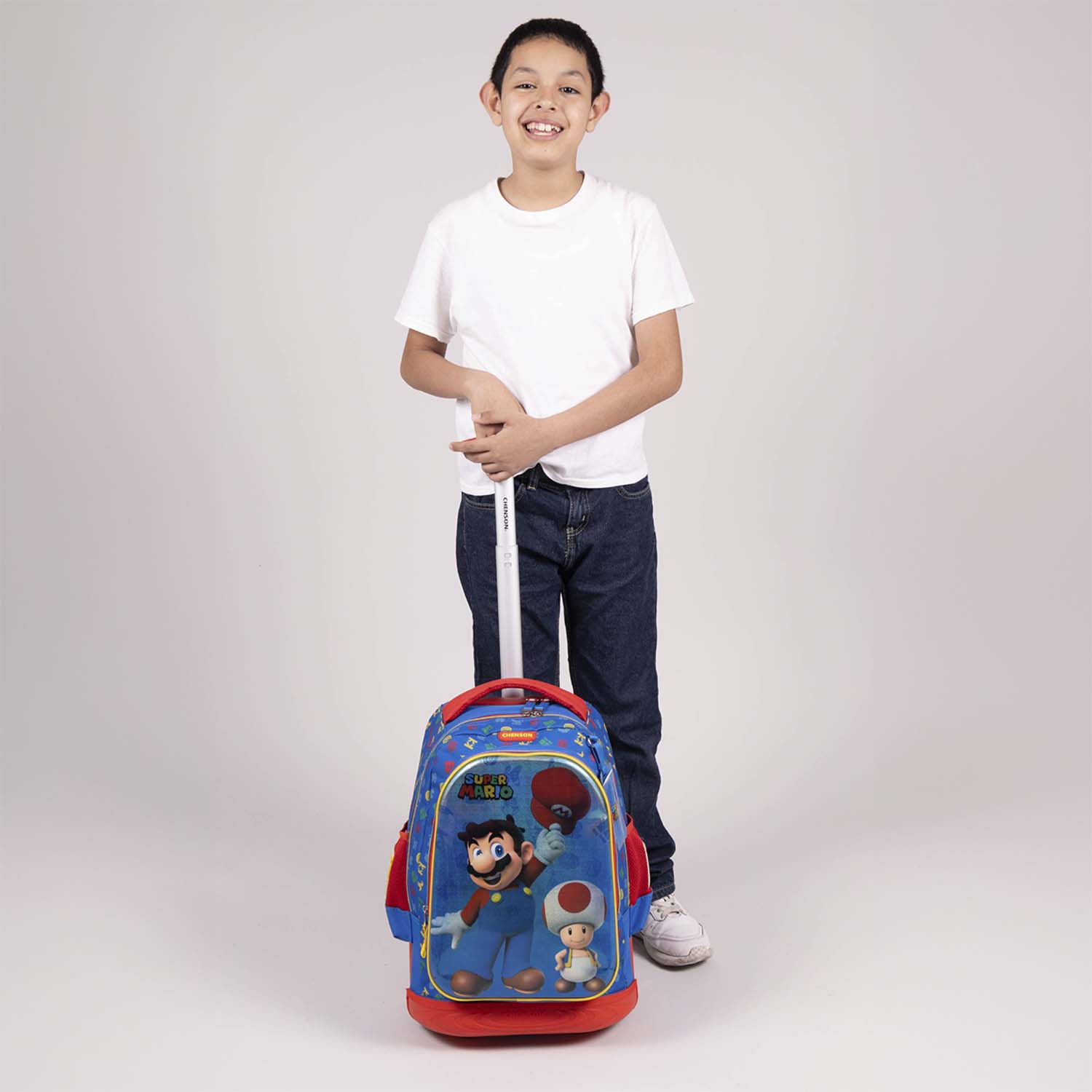 Mochila con Ruedas Mario Bros Azul para Niños – Diversión y Comodidad Escolar - vista 2