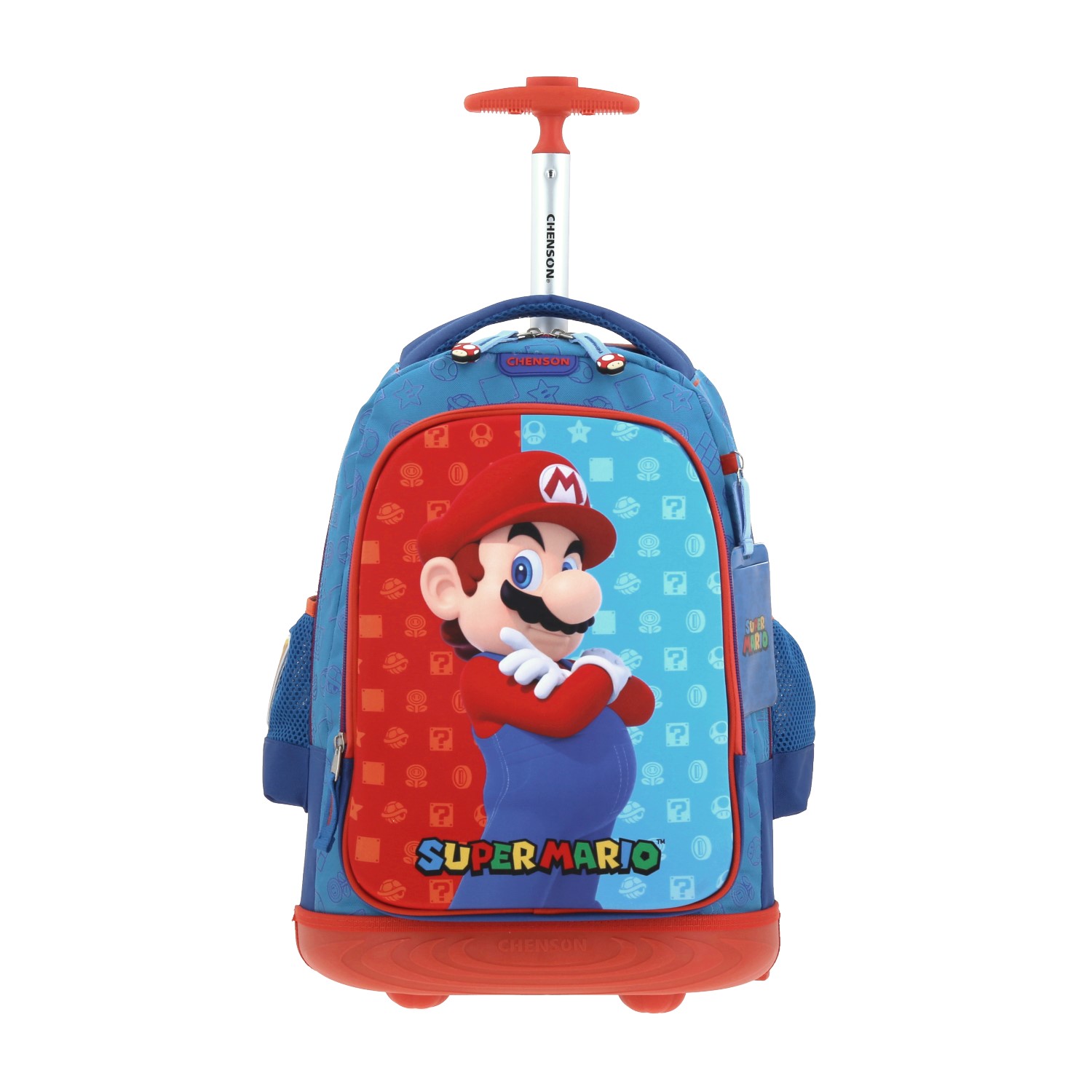 Mochila con Ruedas Mario Bros by Chenson Azul con Llantitas y LED