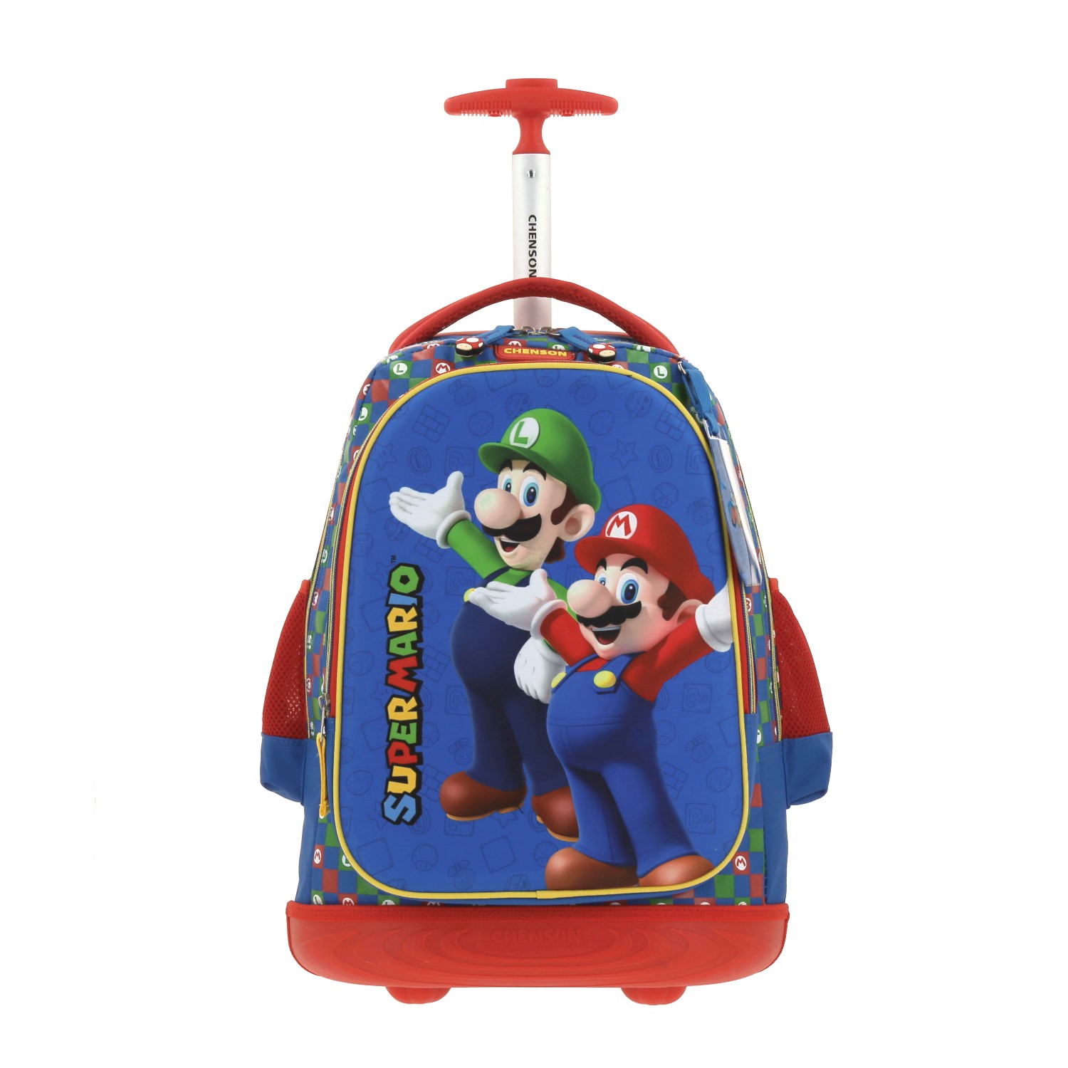 Mochila con Ruedas Mario Bros by Chenson Azul con Llantitas y Luz LED