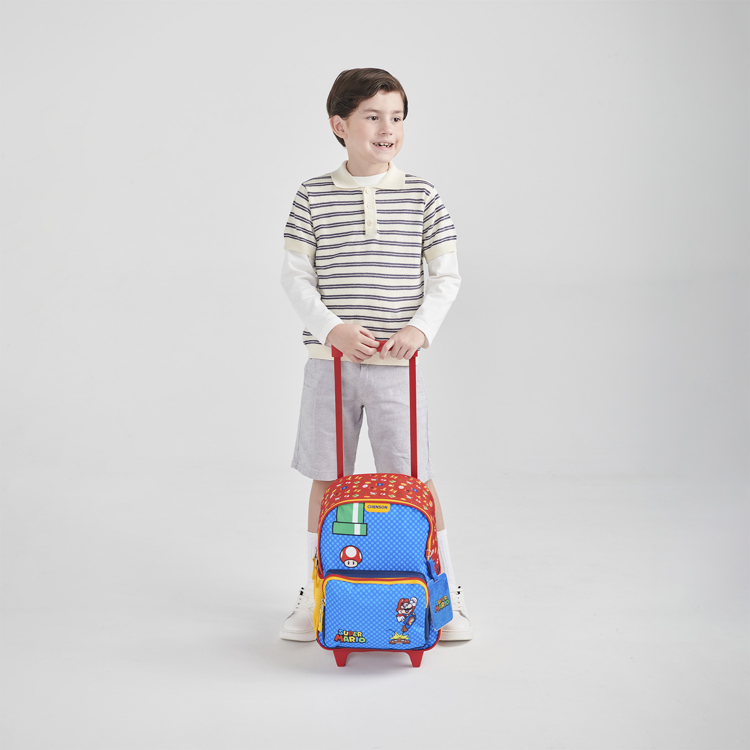Mochila con Ruedas Mario Bros by Chenson Azul para Kinder – Diversión y Comodidad - vista 2