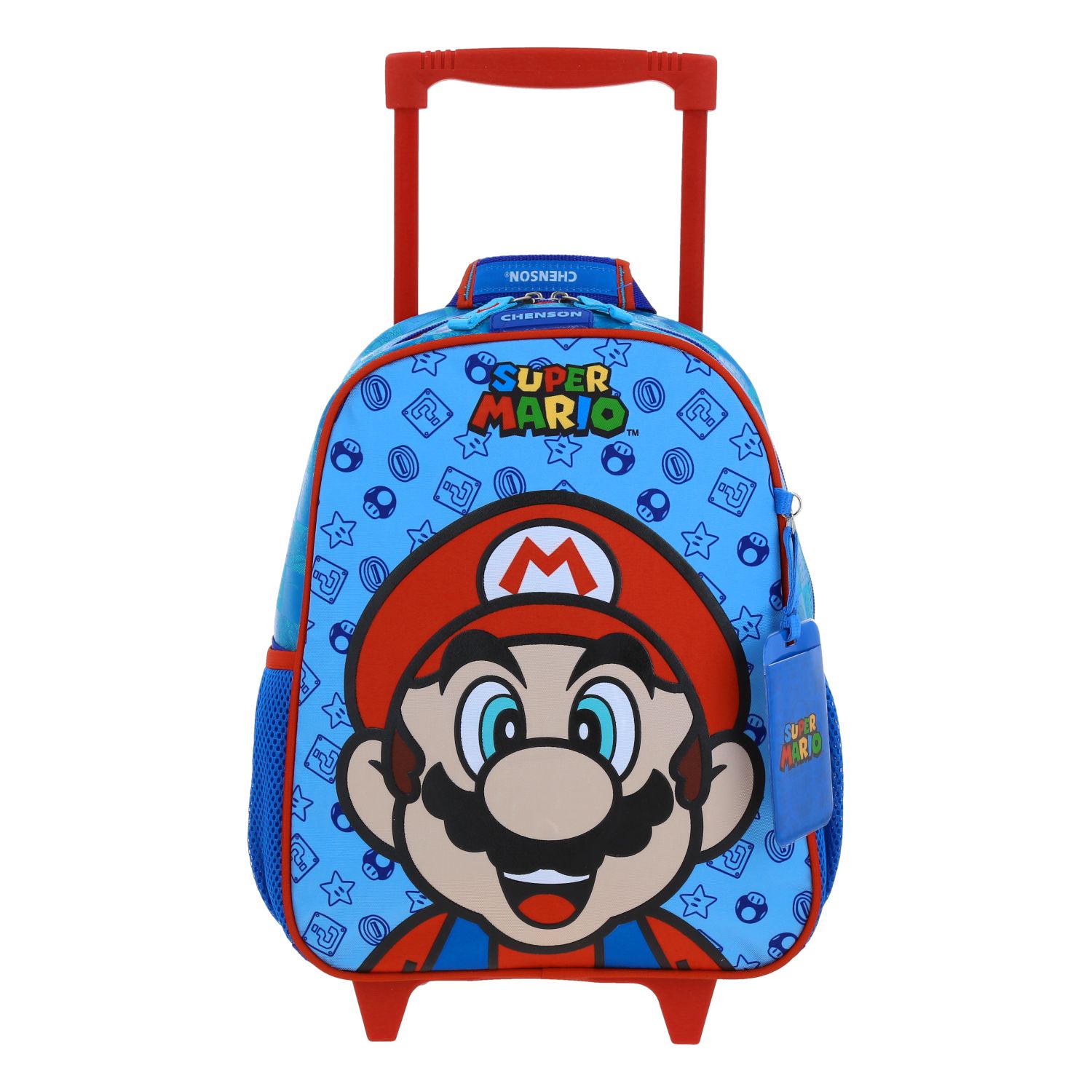 Mochila con Ruedas Mario Bros by Chenson Azul para Niño, Ideal para Primaria