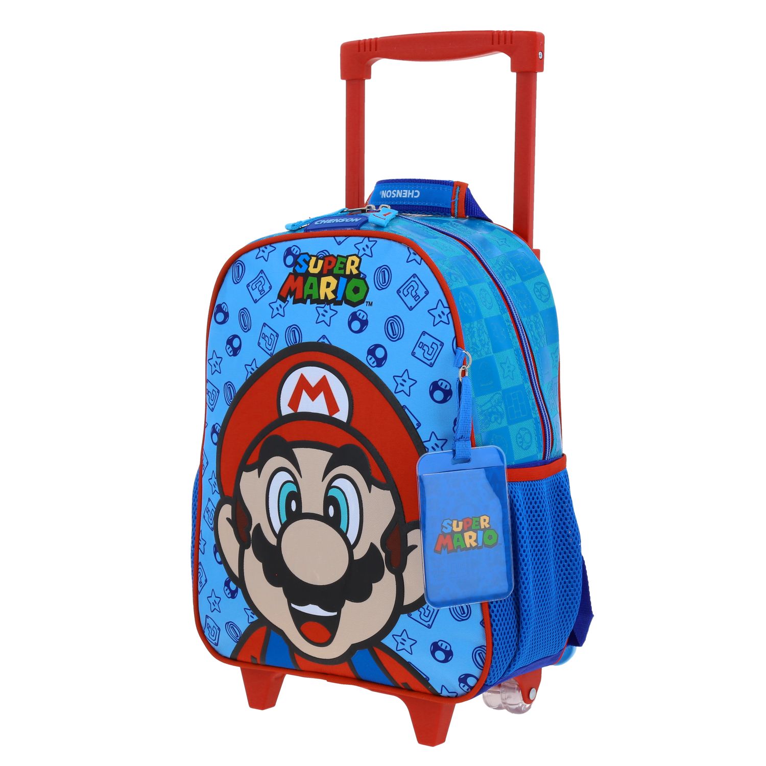 Mochila con Ruedas Mario Bros by Chenson Azul para Niño, Ideal para Primaria 2