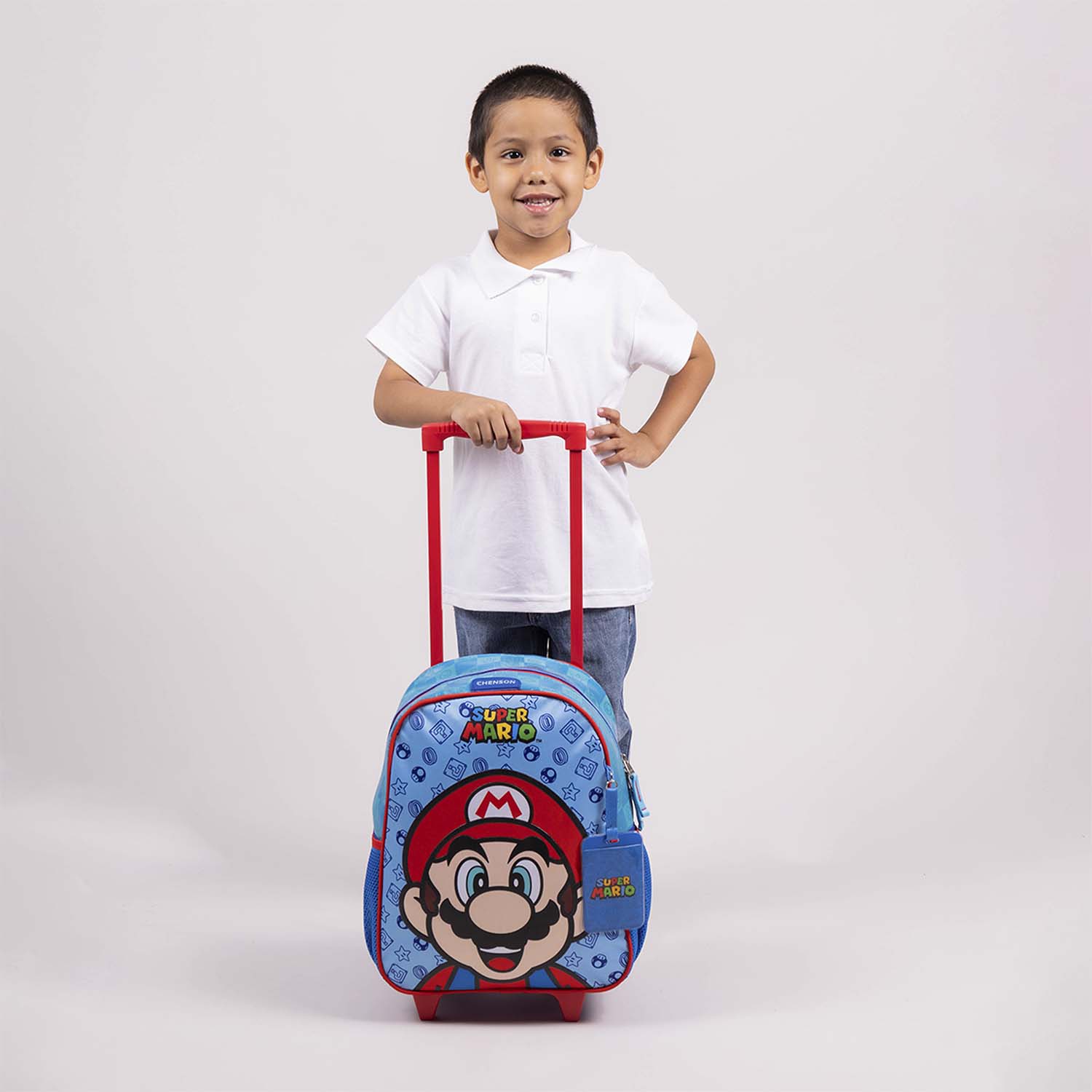 Mochila con Ruedas Mario Bros by Chenson Azul para Niño, Ideal para Primaria - vista 2