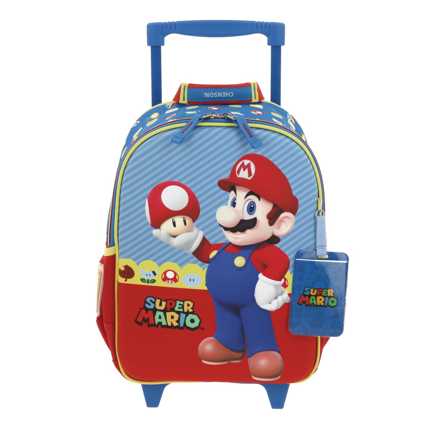 Mochila con Ruedas Mario Bros by Chenson Azul para Niños – Práctica y Divertida