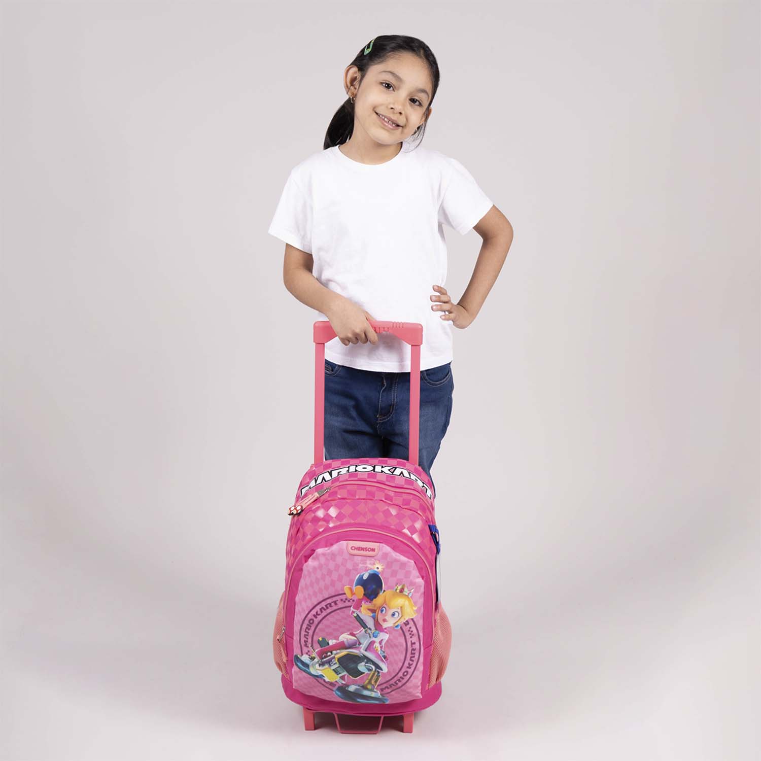 Mochila con Ruedas Mario Bros by Chenson Fucsia – Divertida y Práctica - vista 2