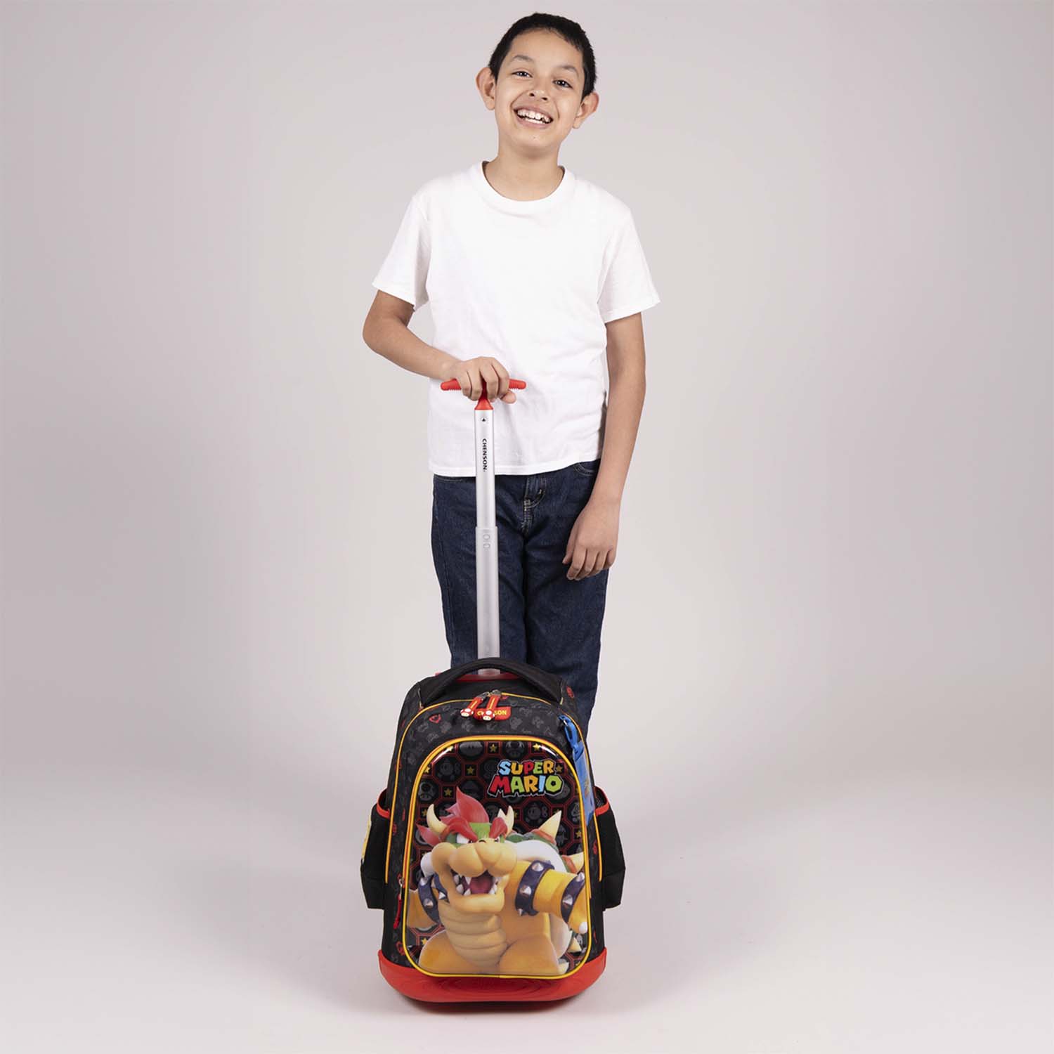Mochila con Ruedas Mario Bros by Chenson Negra para Niño – Ideal para Primaria - vista 2