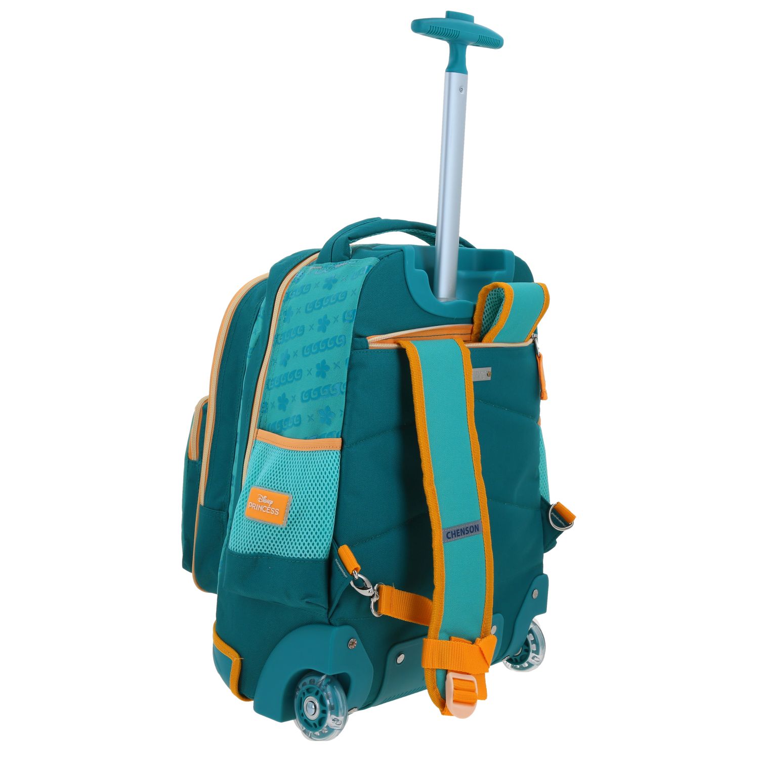Mochila con Ruedas Princesas by Chenson Turquesa con Luz LED para Niña 3