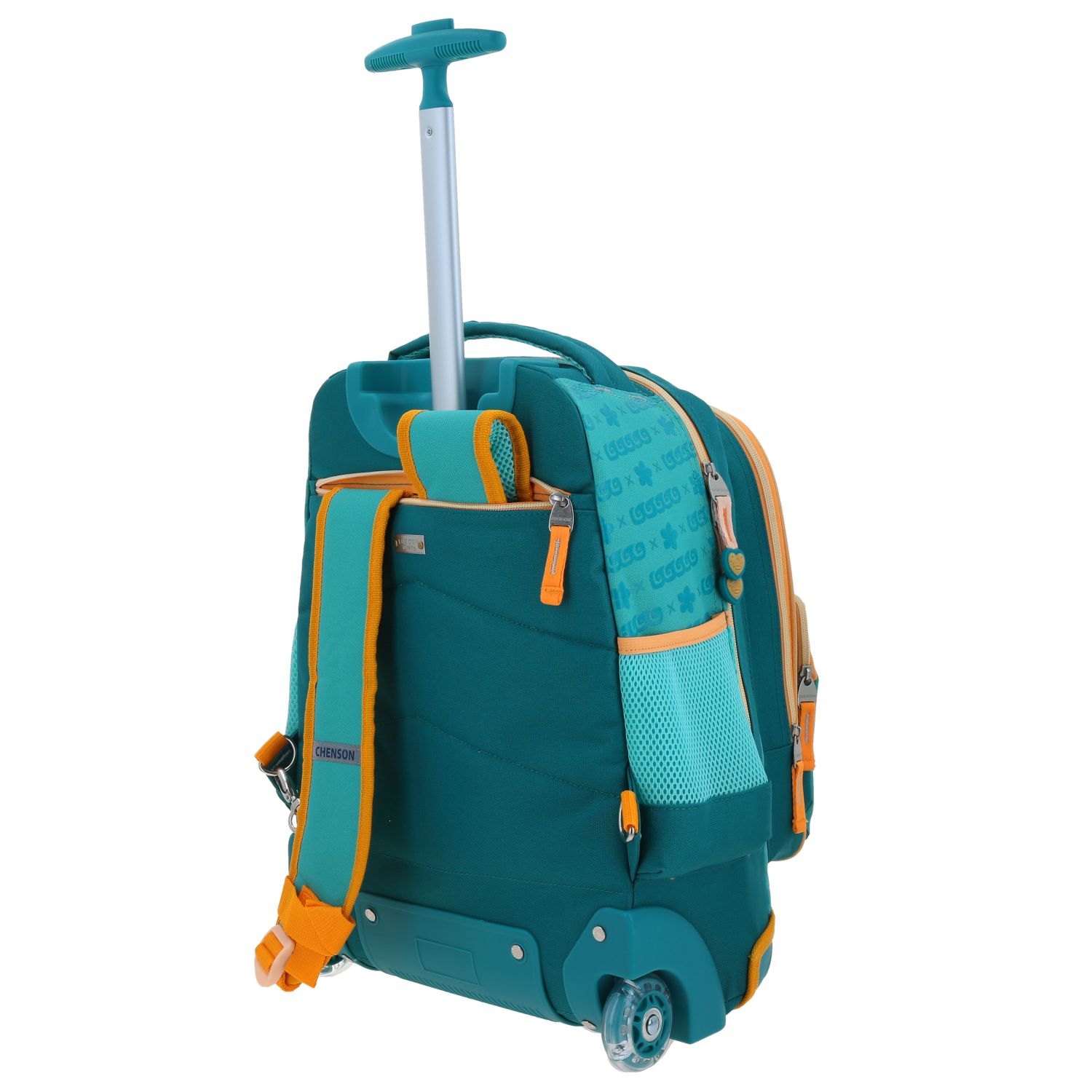 Mochila con Ruedas Princesas by Chenson Turquesa con Luz LED para Niña 5