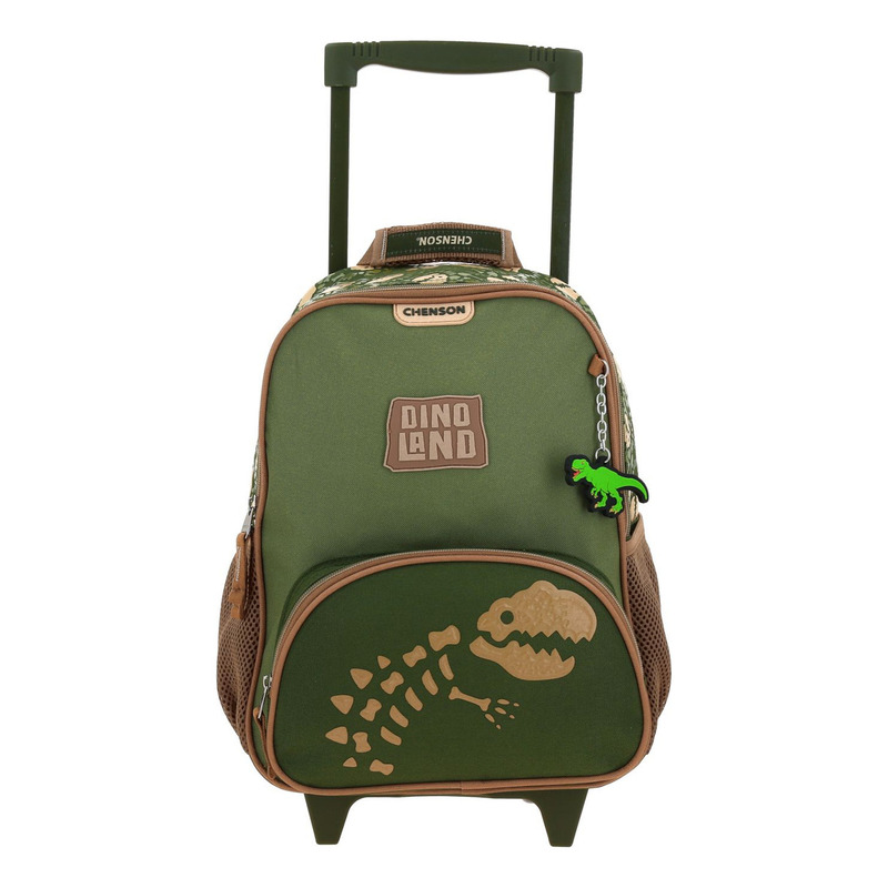 Mochila Dinosaurio Sagaz Kinder Con Carro Co70597-a Color Verde