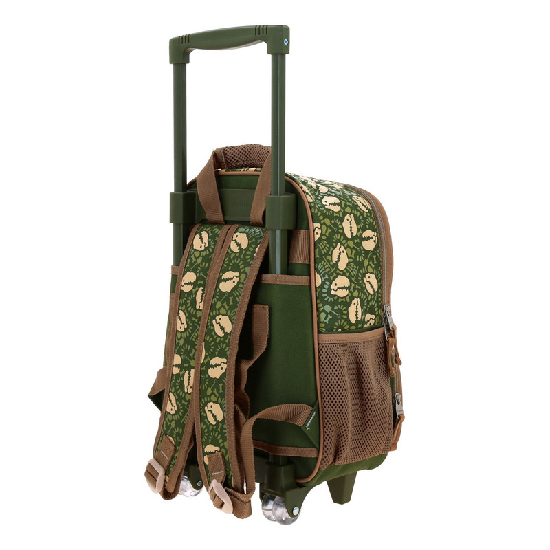 Mochila Dinosaurio Sagaz Kinder Con Carro Co70597-a Color Verde 4