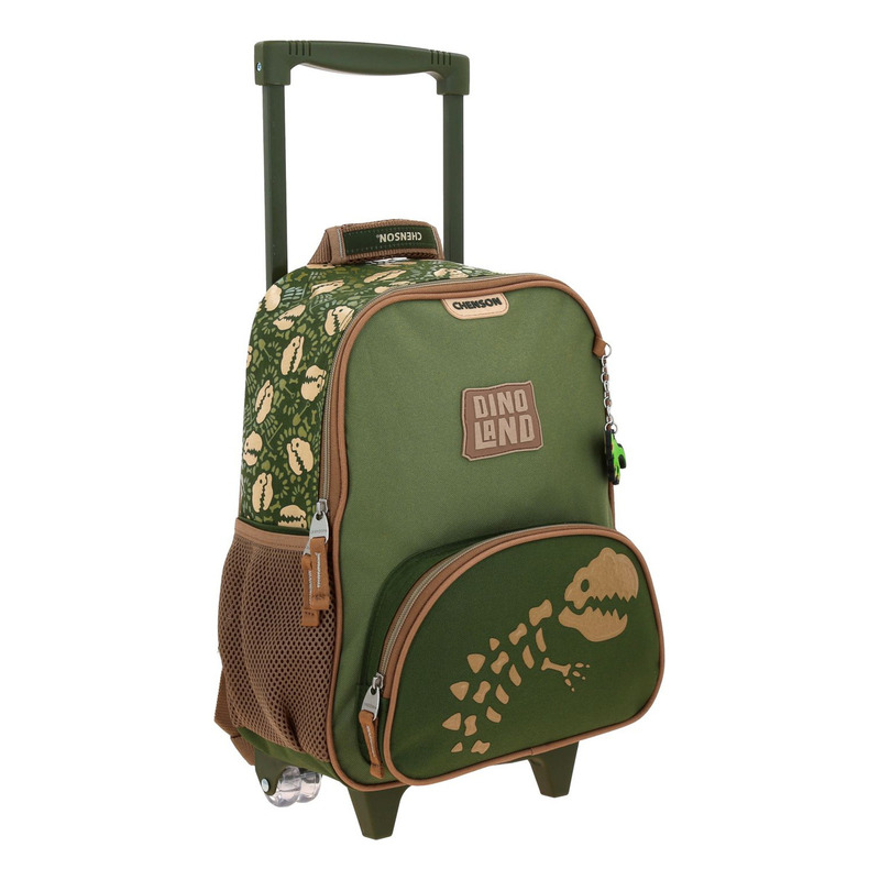 Mochila Dinosaurio Sagaz Kinder Con Carro Co70597-a Color Verde 5