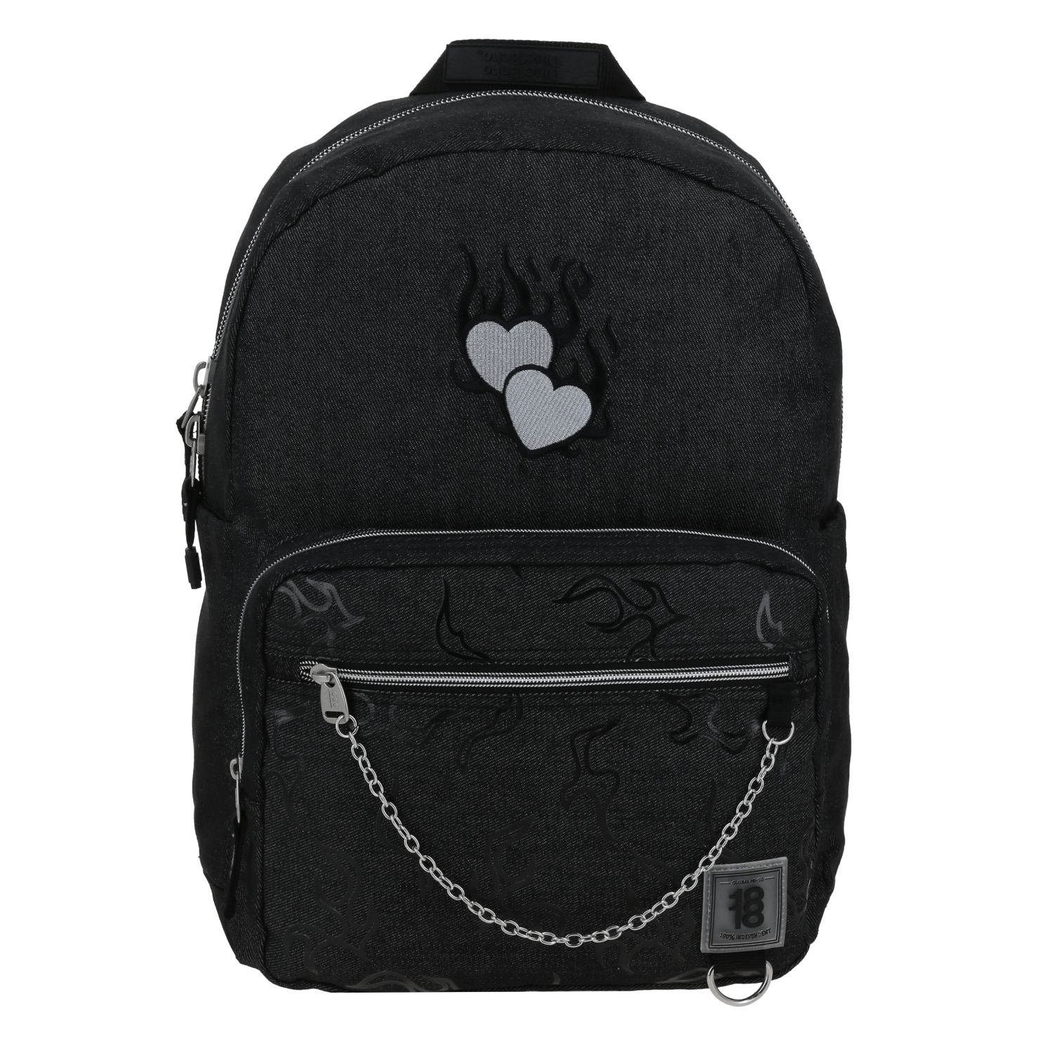 Mochila escolar 1818 by Chenson negra con doble bolsillo frontal y amplia capacidad