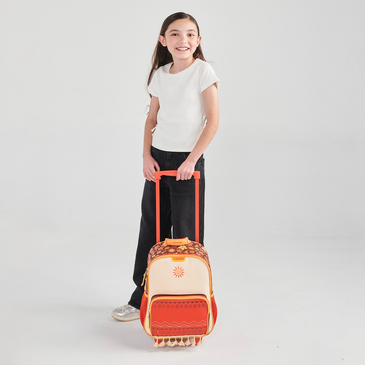 Mochila Escolar A Ruedas Chenson Princesas Tefiti Pr70663-e Naranja Niñas - vista 2